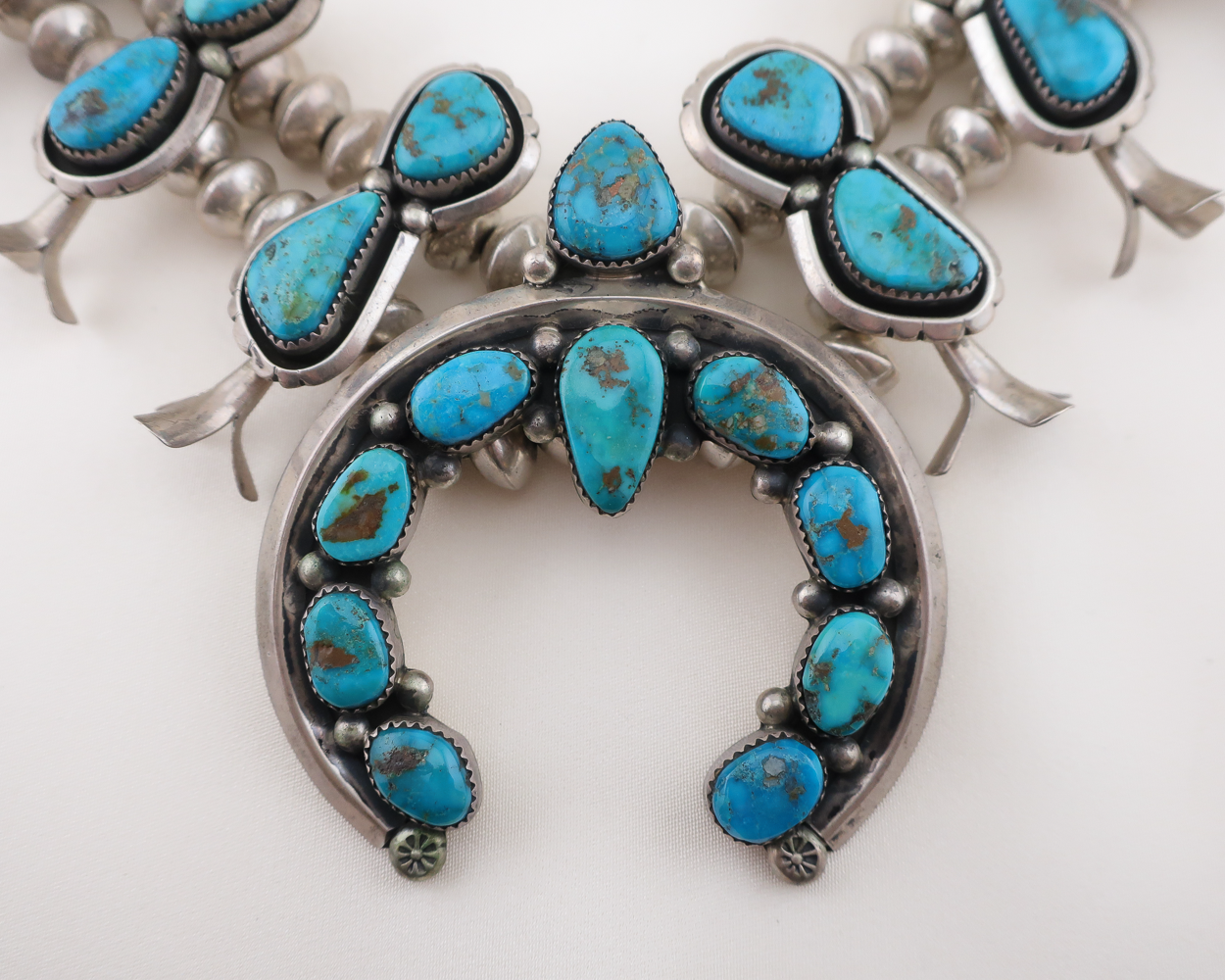 1980s Sterling Navajo (Dine') Squash Blossom Necklace