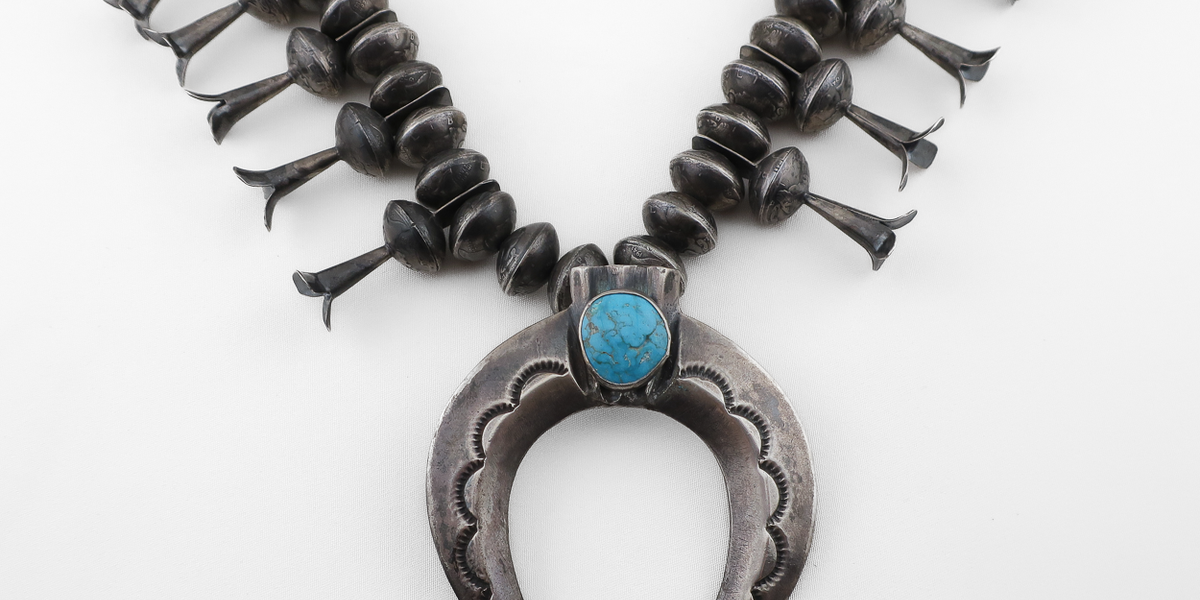 Navajo (Dine') Silver Dime Squash Blossom Necklace — Isadoras