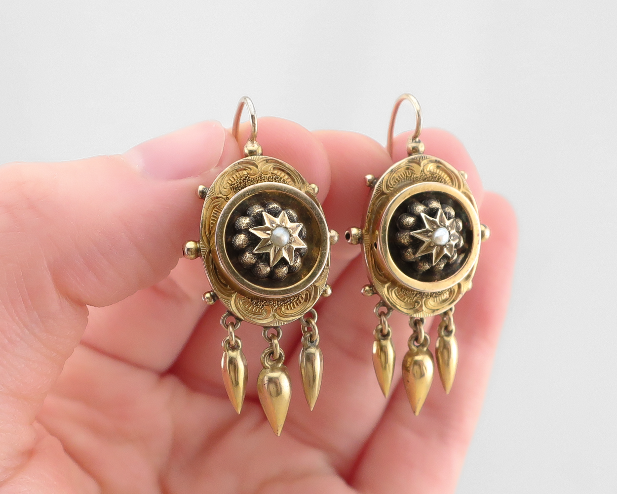Victorian Engraved Dangle Earrings