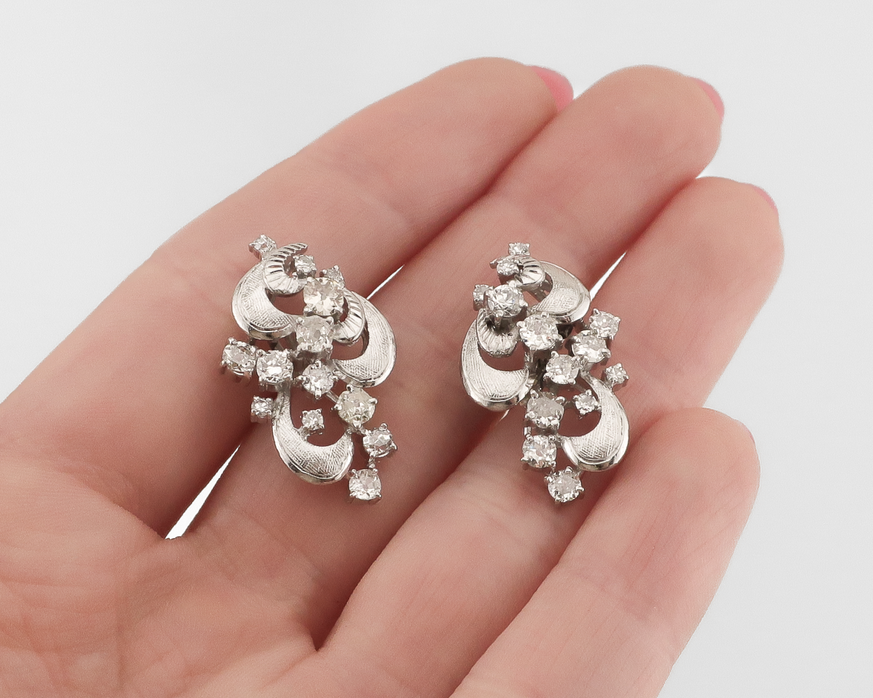 Midcentury Diamond Ribbon Earrings