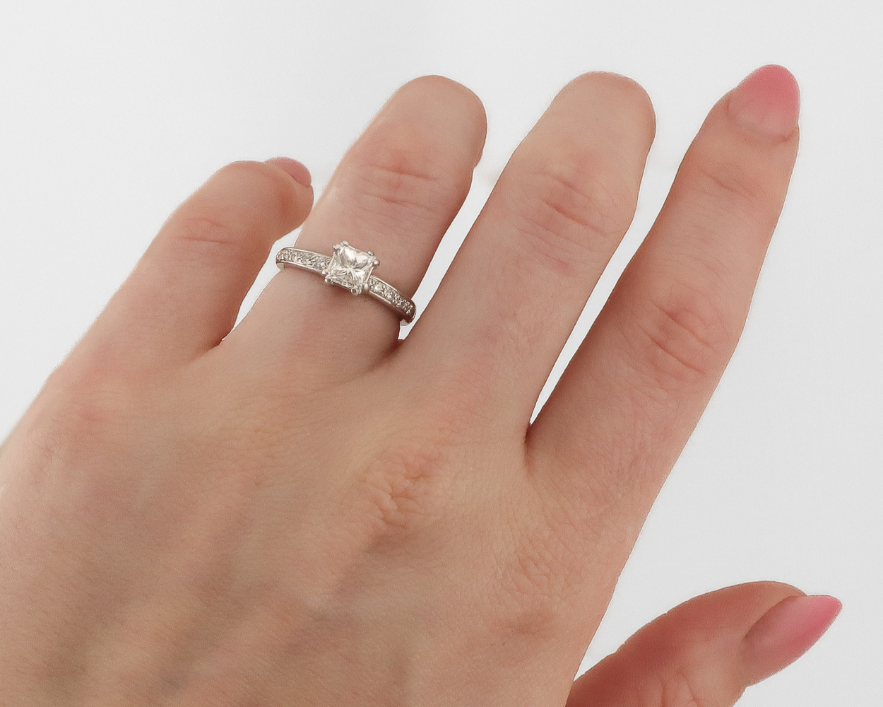 1980s Platinum Princess-Cut Diamond Ring