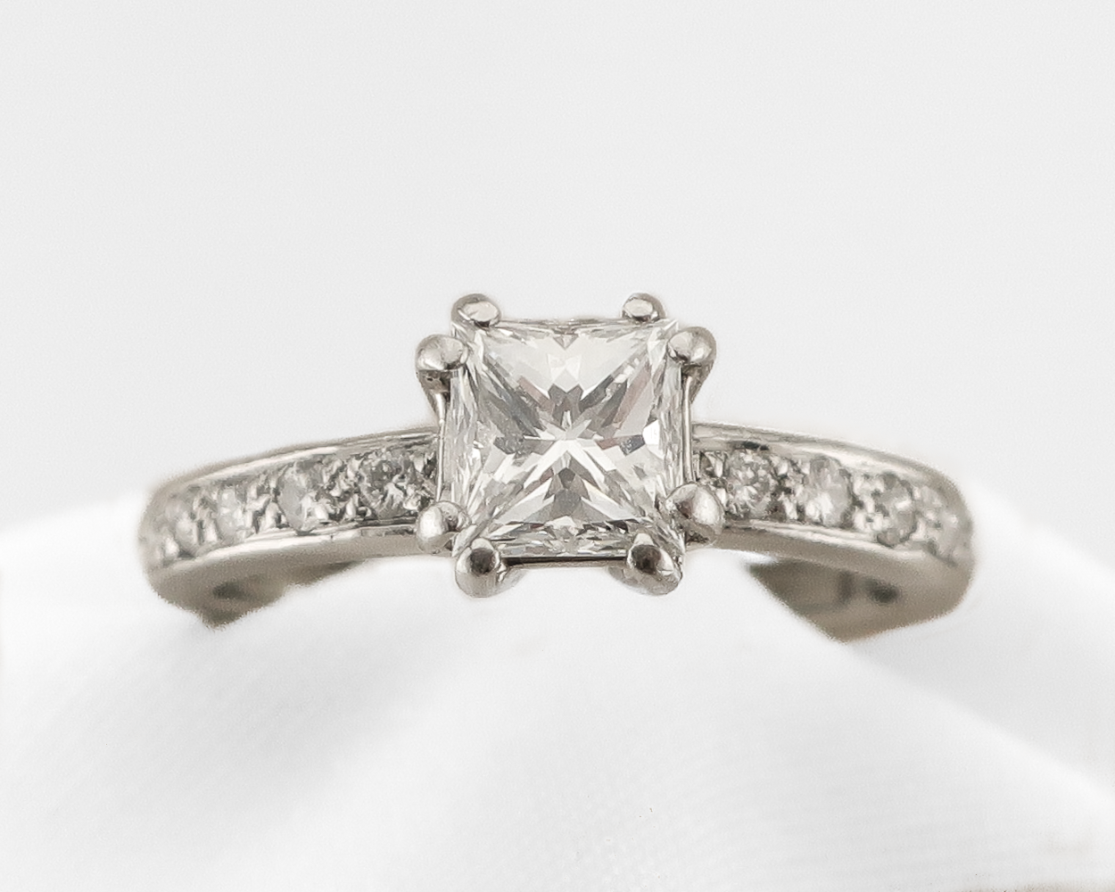 1980s Platinum Princess-Cut Diamond Ring