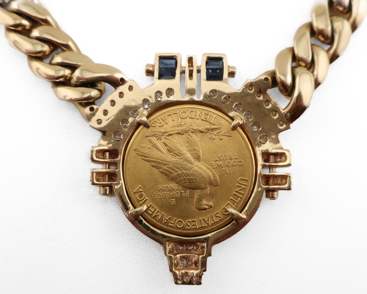 1980s Heavy Curb Link Liberty Coin Necklace