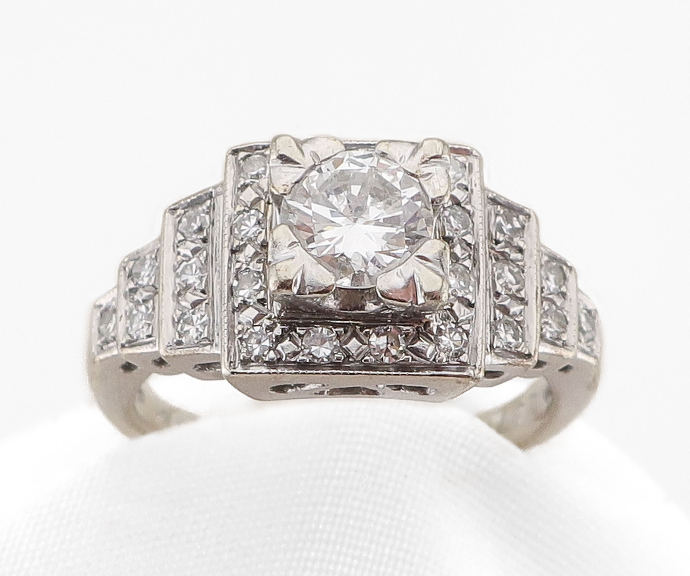 Circa 1950 Midcentury Diamond Step Ring