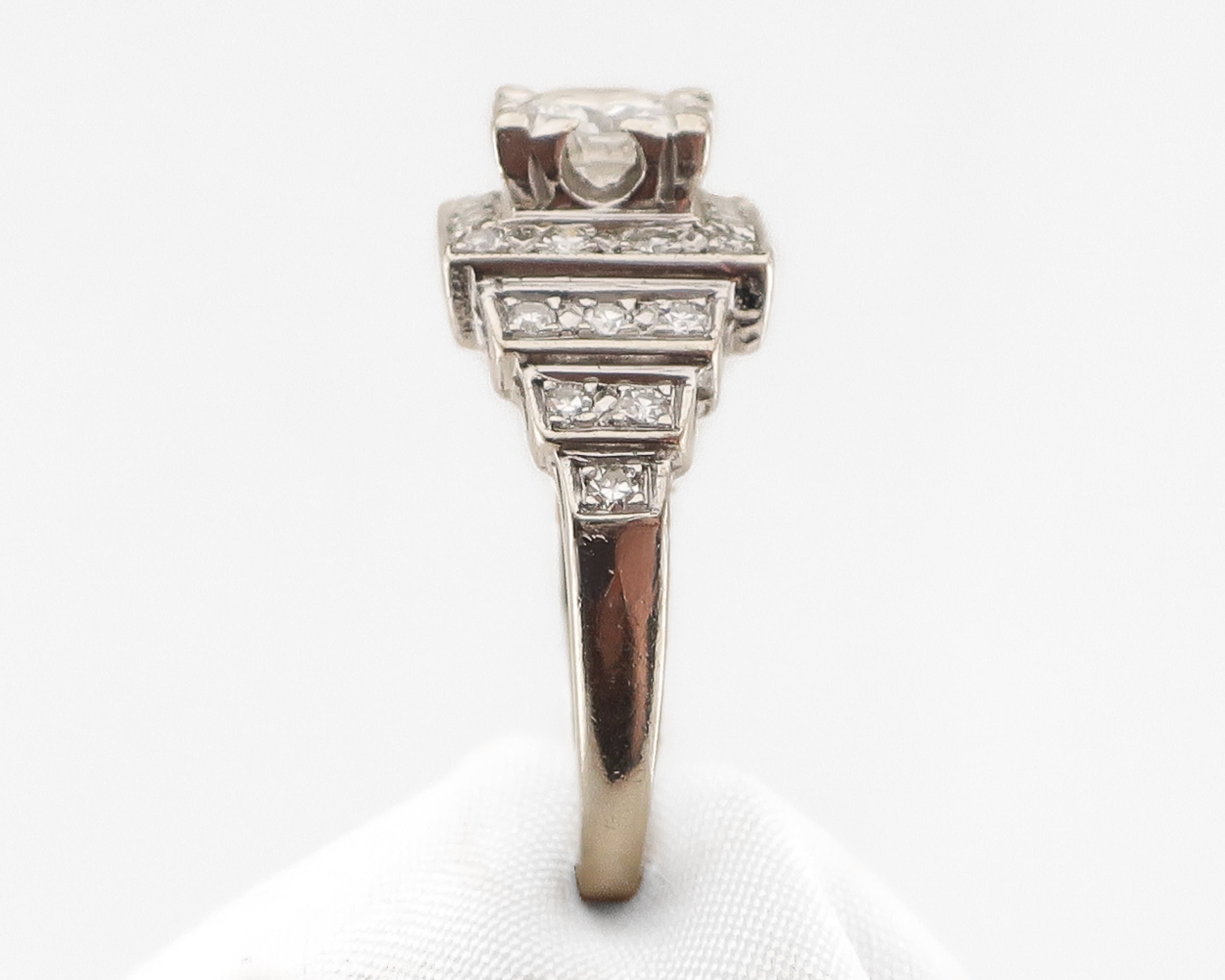 Circa 1950 Midcentury Diamond Step Ring