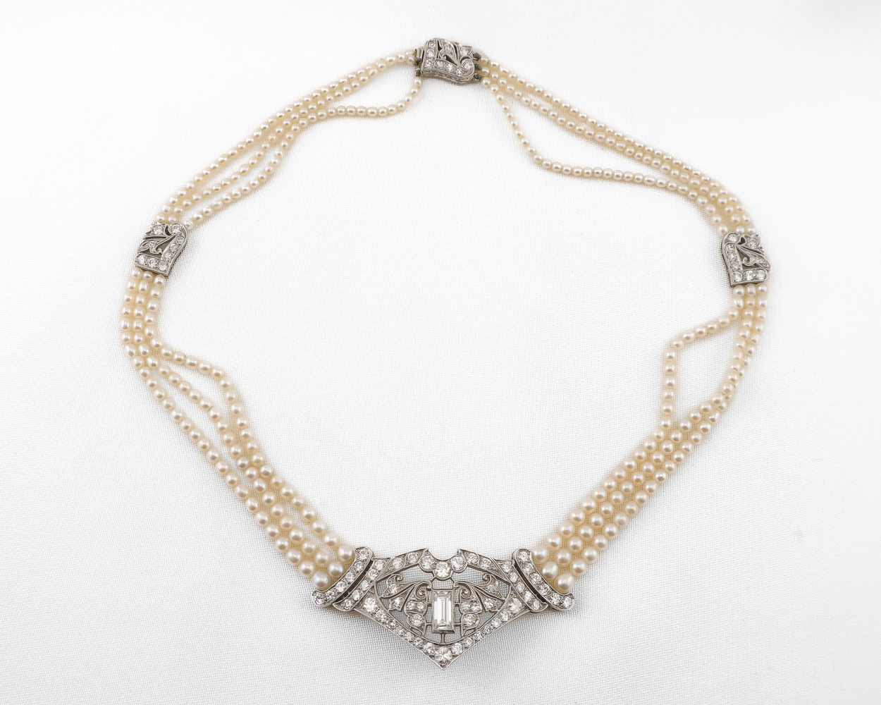 Art Deco Pearl and Diamond Choker Necklace