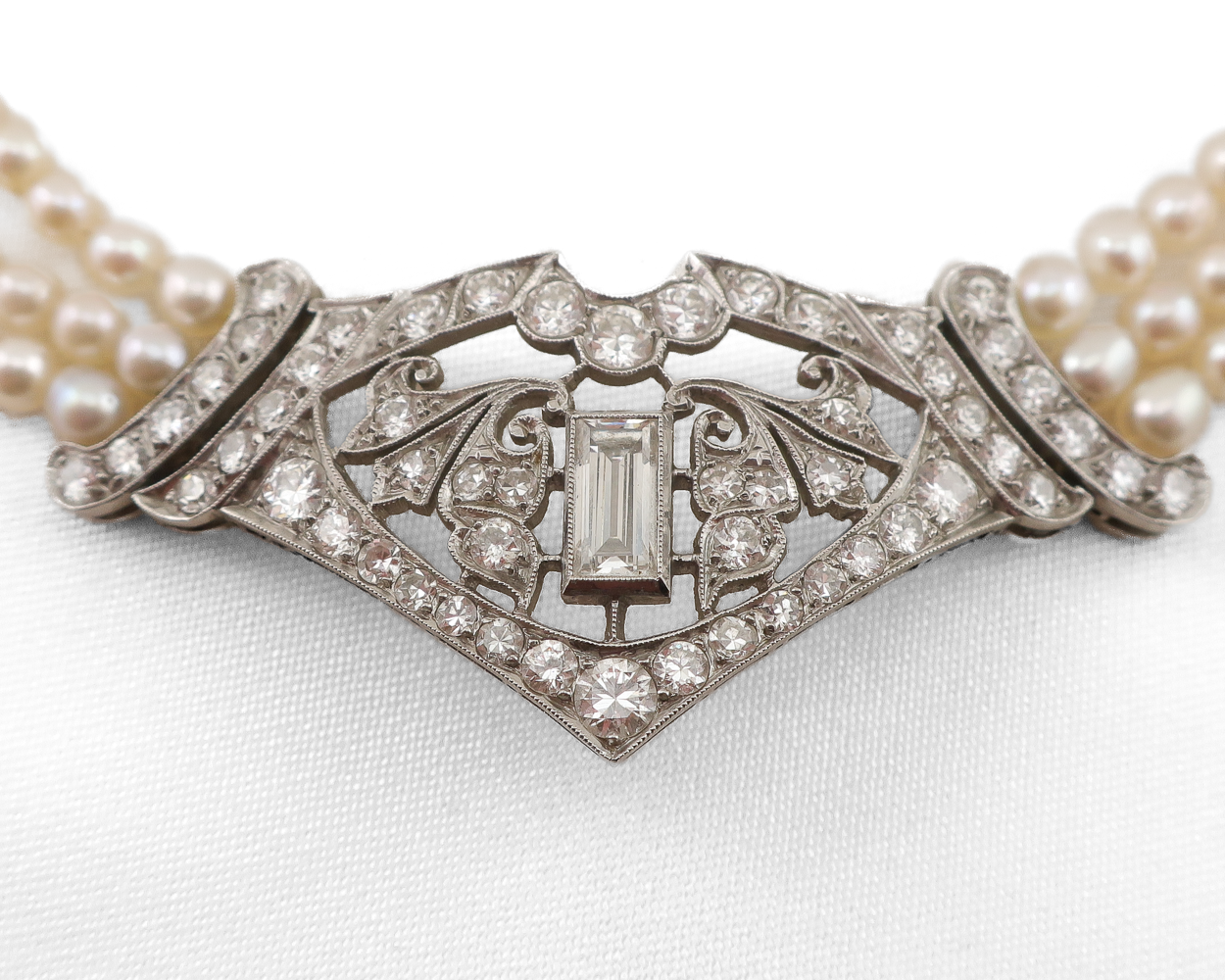 Art Deco Pearl and Diamond Choker Necklace