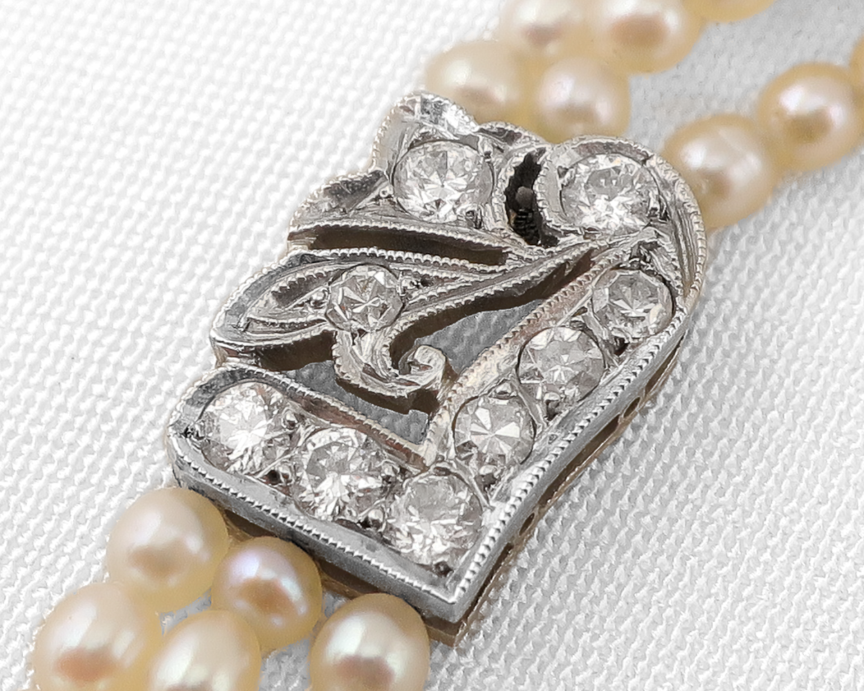 Art Deco Pearl and Diamond Choker Necklace