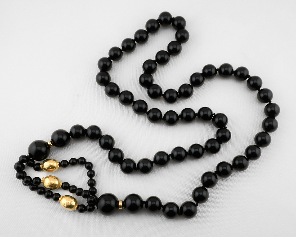 1980s Onyx & Gold Bead Necklace
