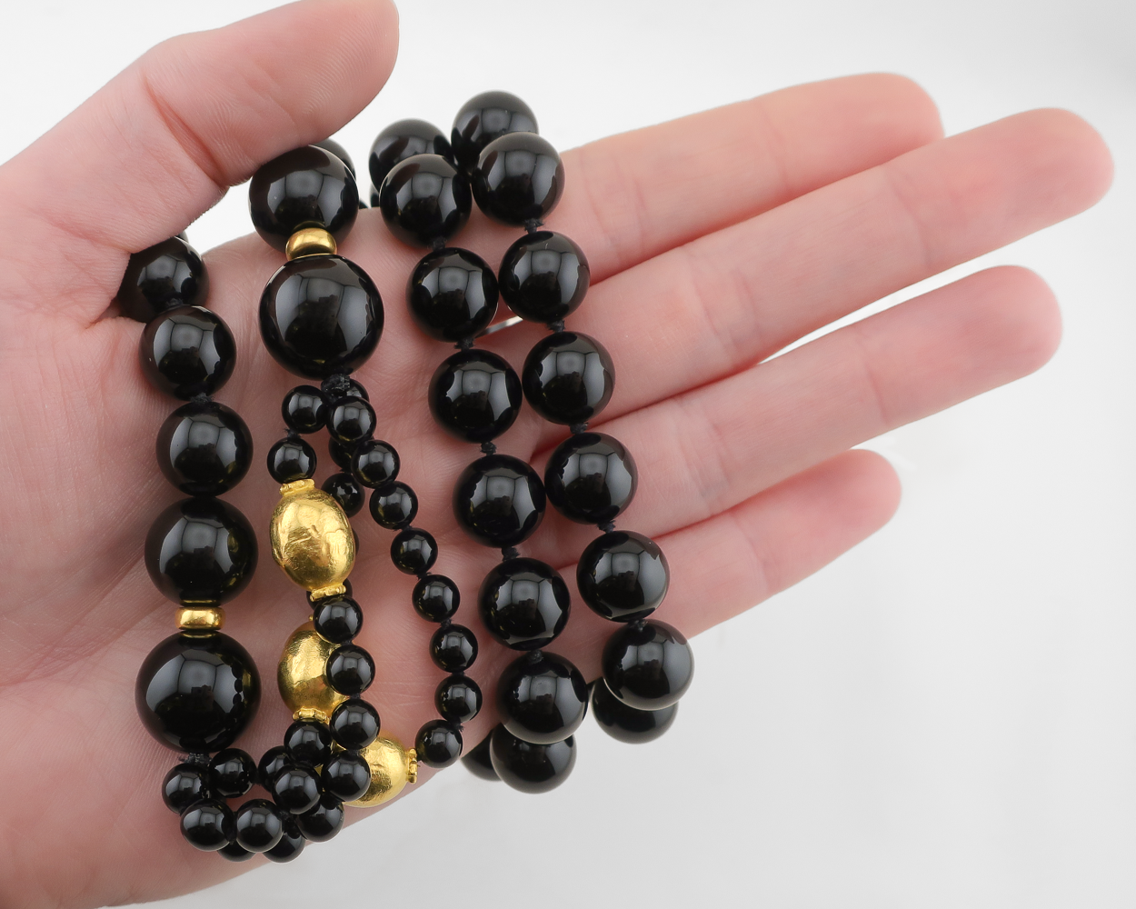 1980s Onyx & Gold Bead Necklace