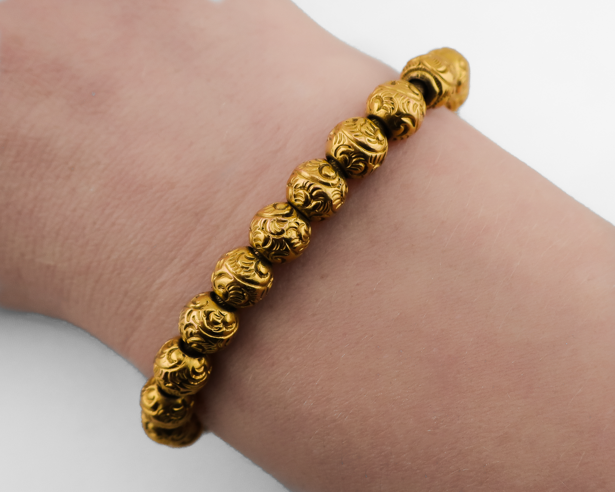 Vintage 14KT Beaded Stretch Bracelet