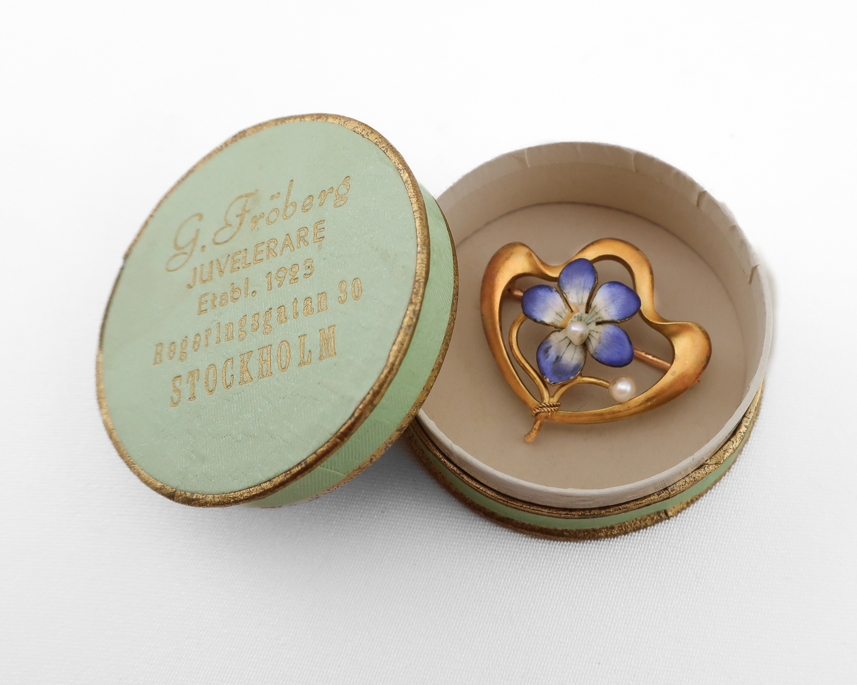 Art Nouveau Brooch Enamel Flower Brooch