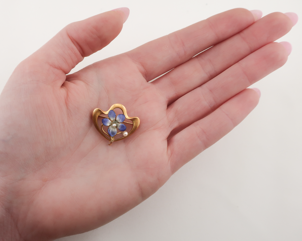 Art Nouveau Brooch Enamel Flower Brooch