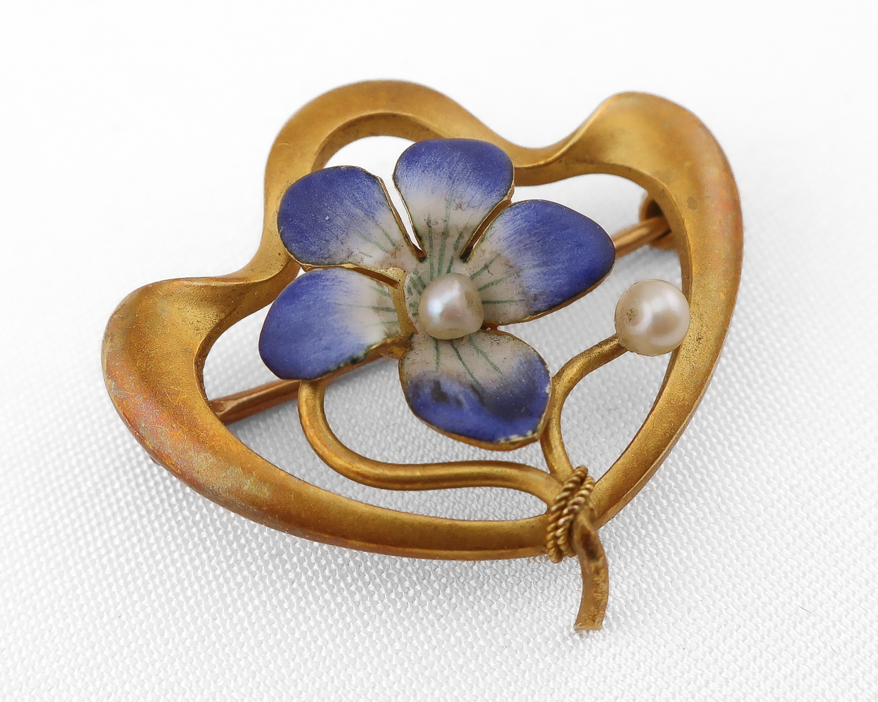 Art Nouveau Brooch Enamel Flower Brooch