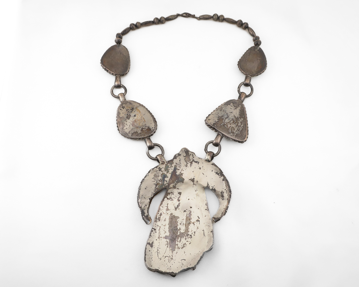 Navajo (Dine') Turquoise & Bear Claw Squash Blossom Necklace