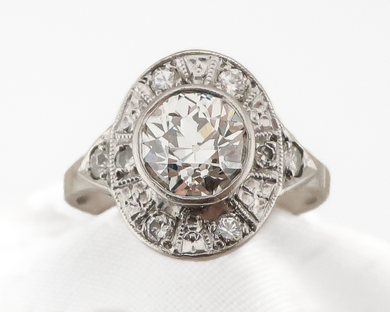 Art Deco Platinum Diamond Halo Ring