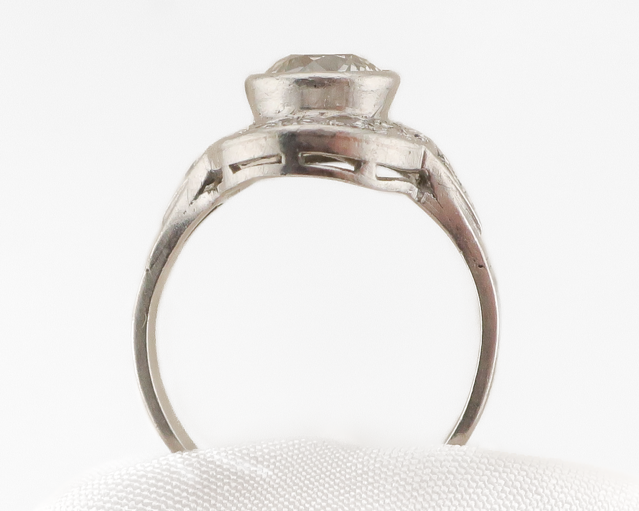 Art Deco Platinum Diamond Halo Ring