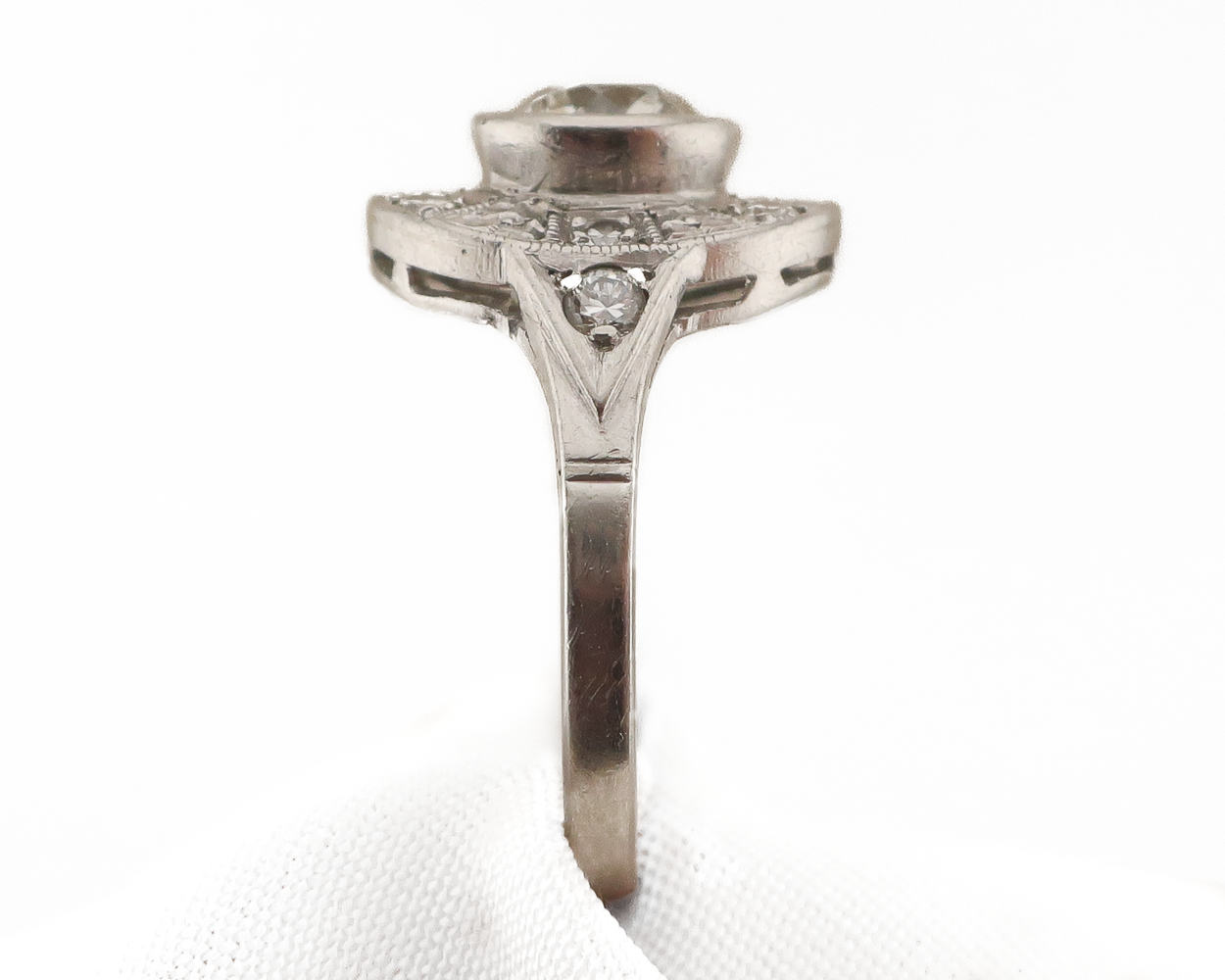 Art Deco Platinum Diamond Halo Ring