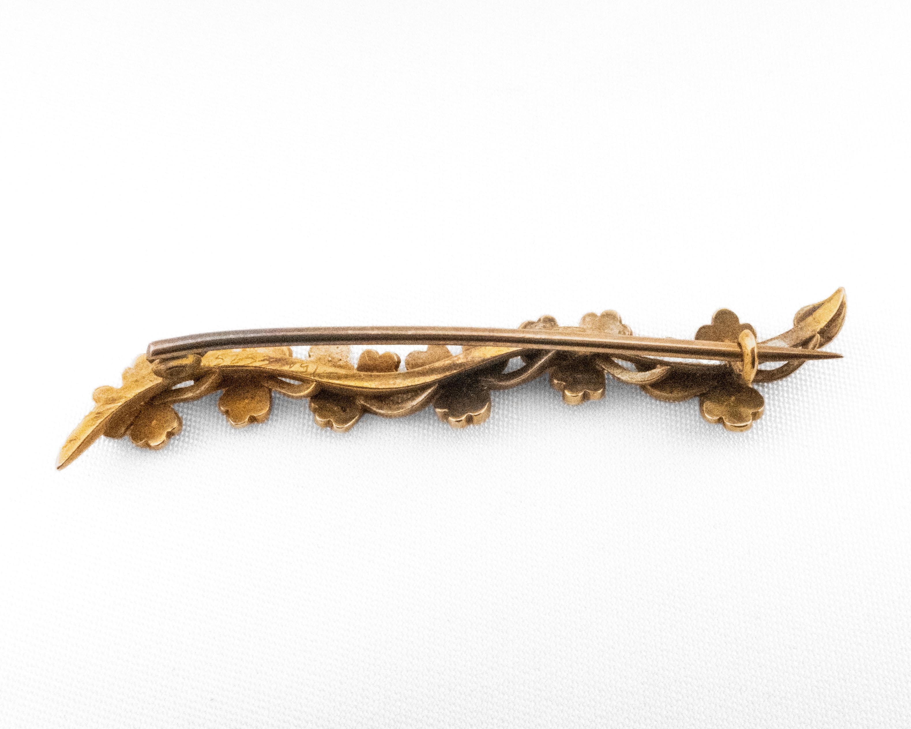 Victorian Pearl & Shamrock Brooch