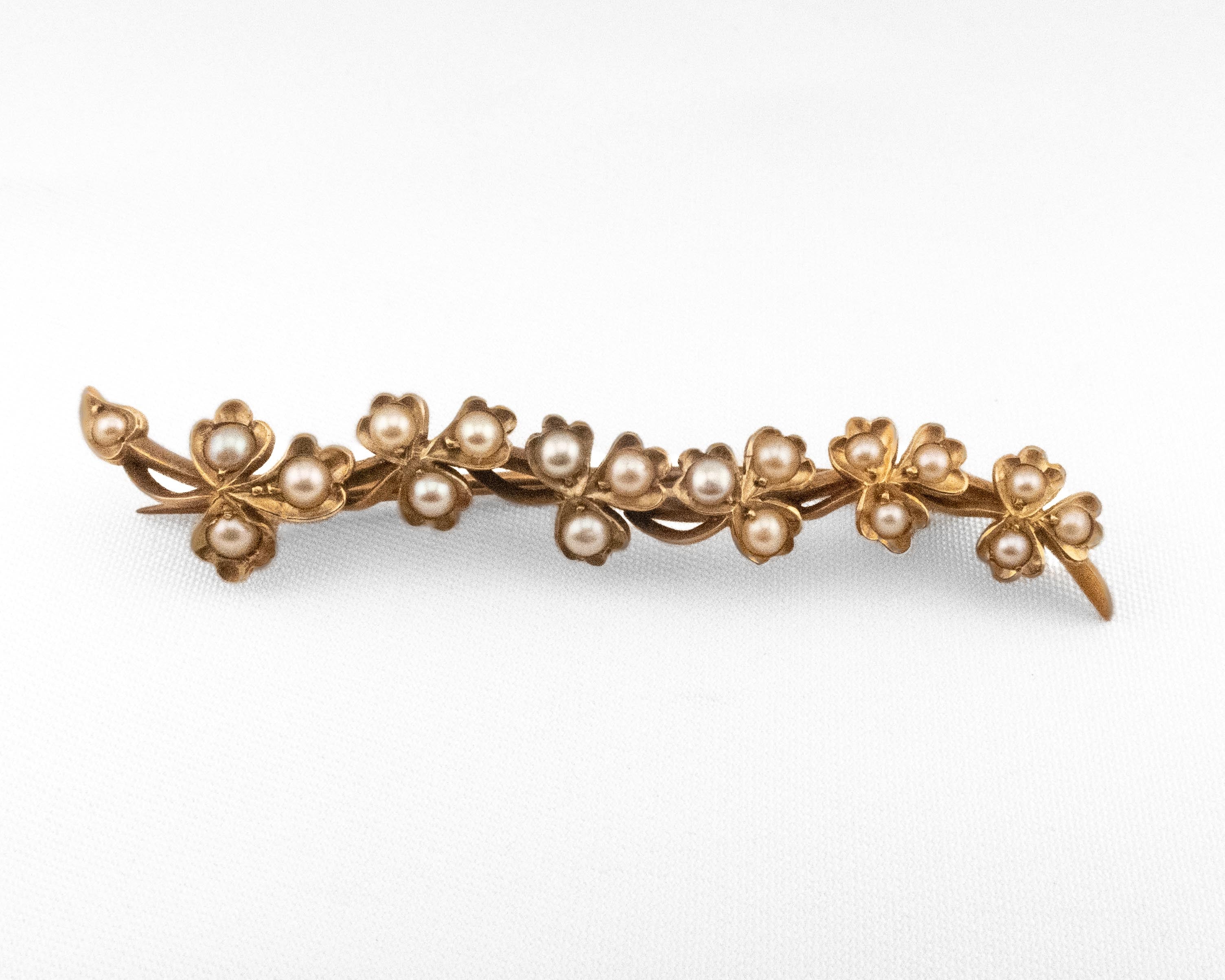 Victorian Pearl & Shamrock Brooch