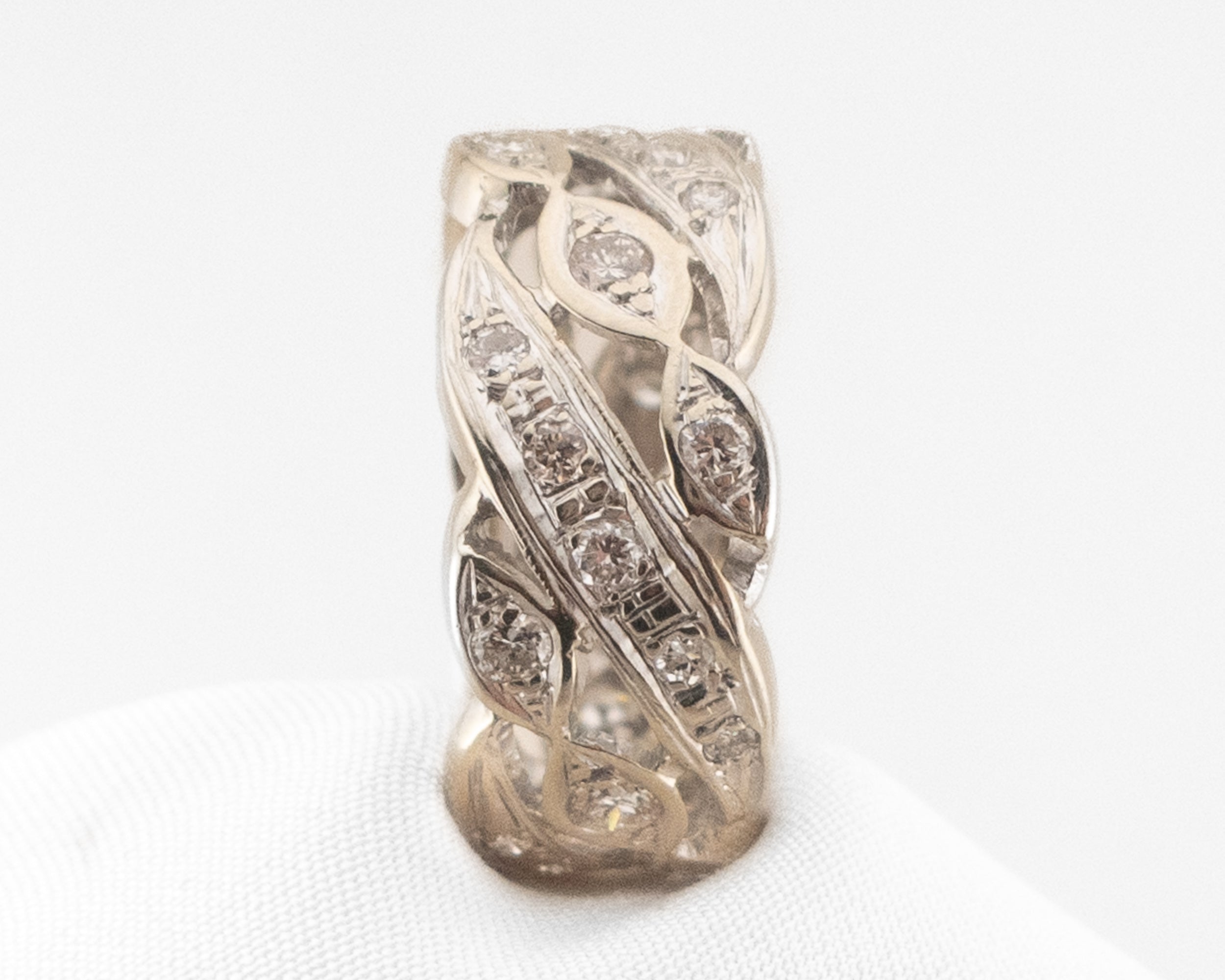 Midcentury Diamond Openwork Eternity Band