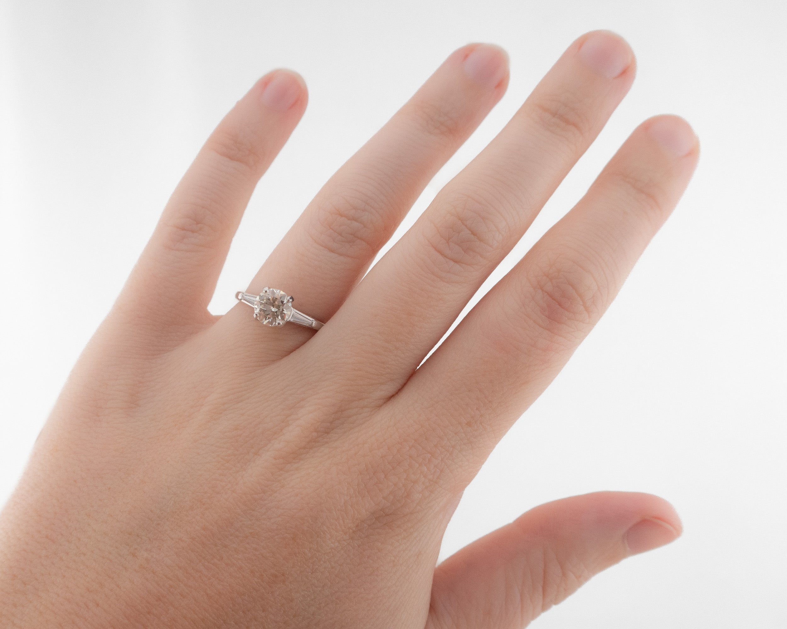 Midcentury Diamond Ring with Baguettes
