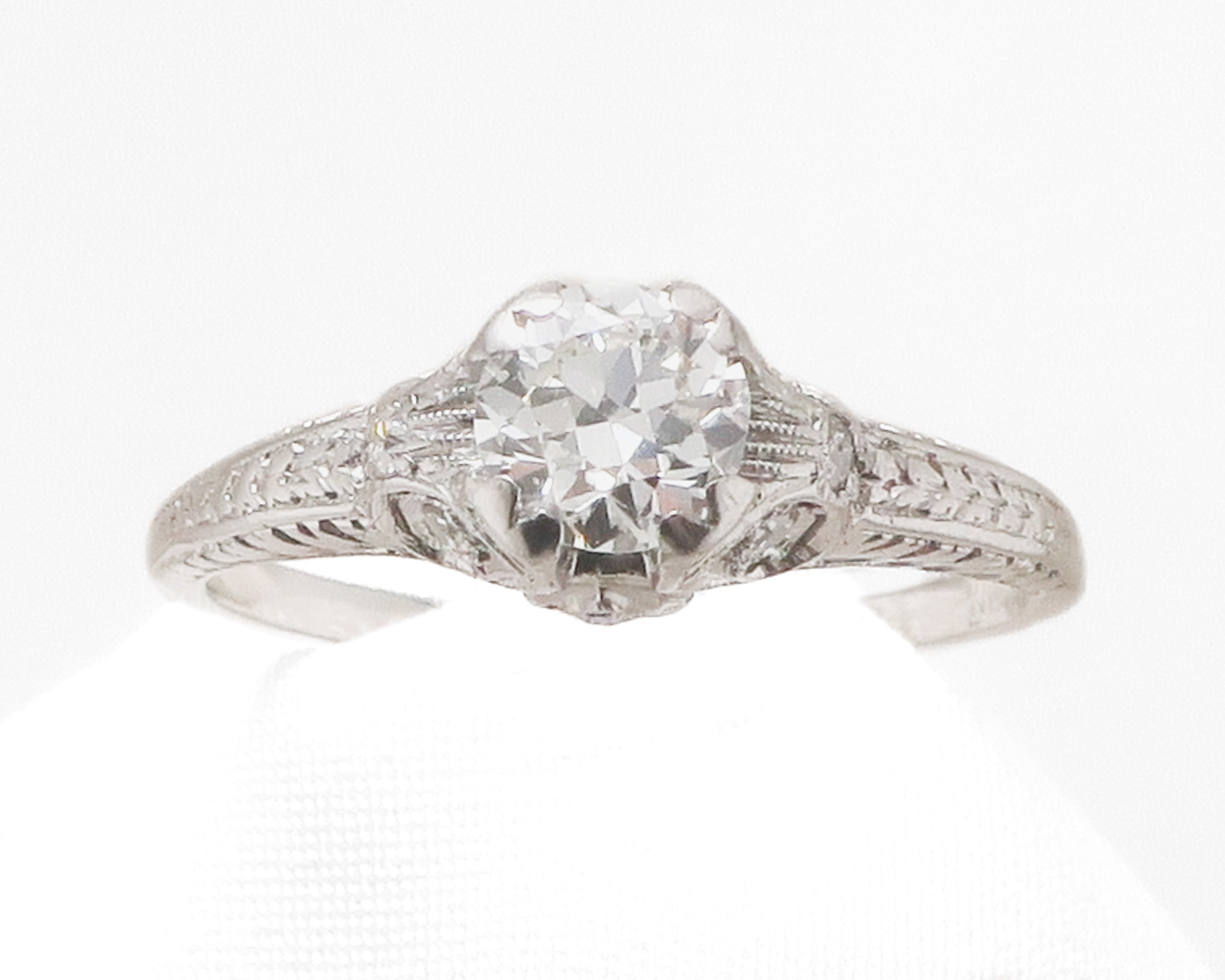 Circa 1930 Art Deco Platinum Engagement Ring
