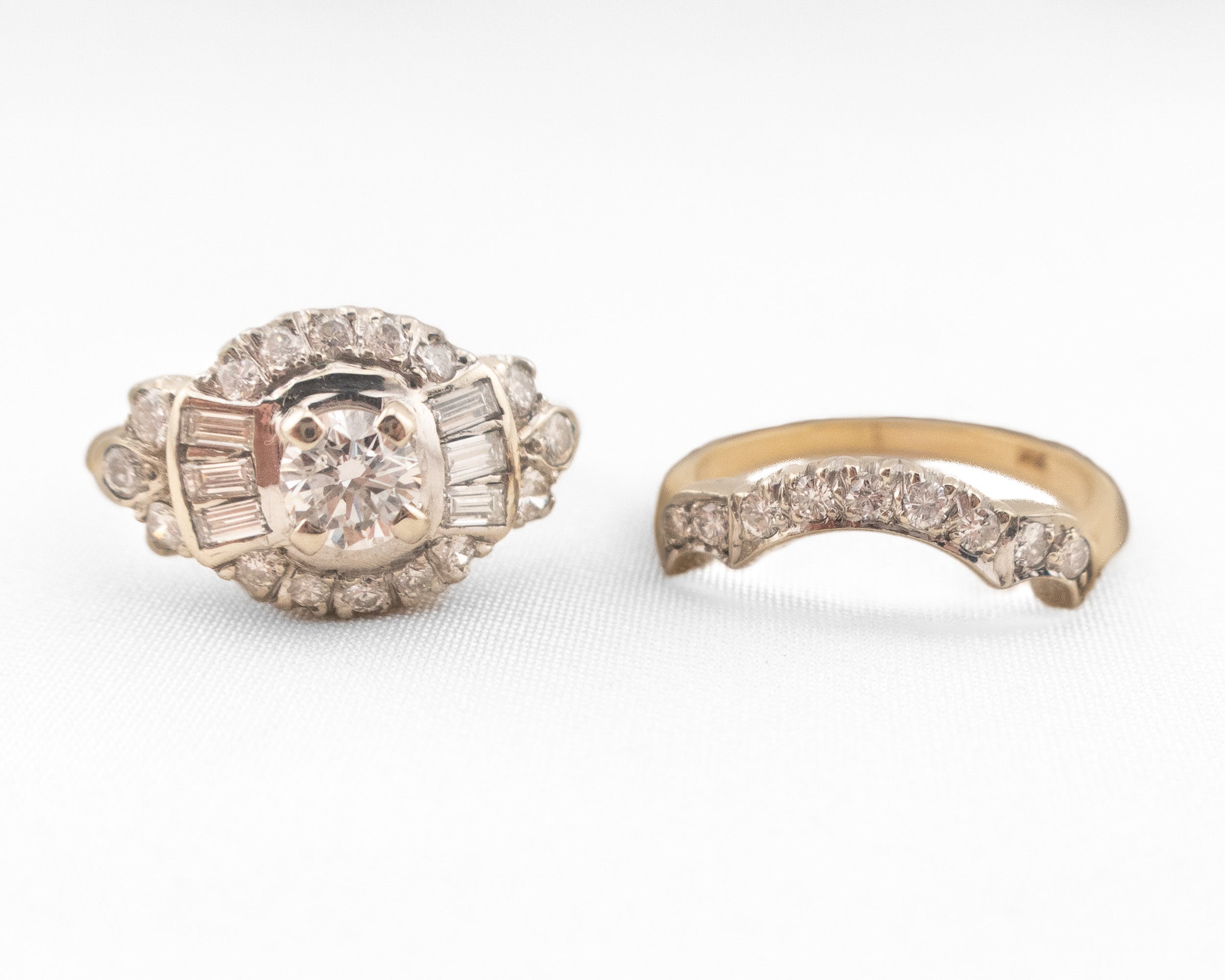 Vintage 2-Tone Diamond Wedding Set