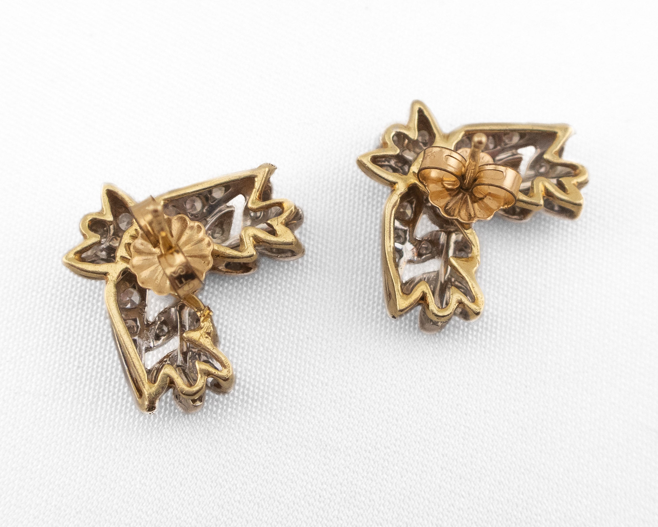 Midcentury Two-Tone Diamond Earrings