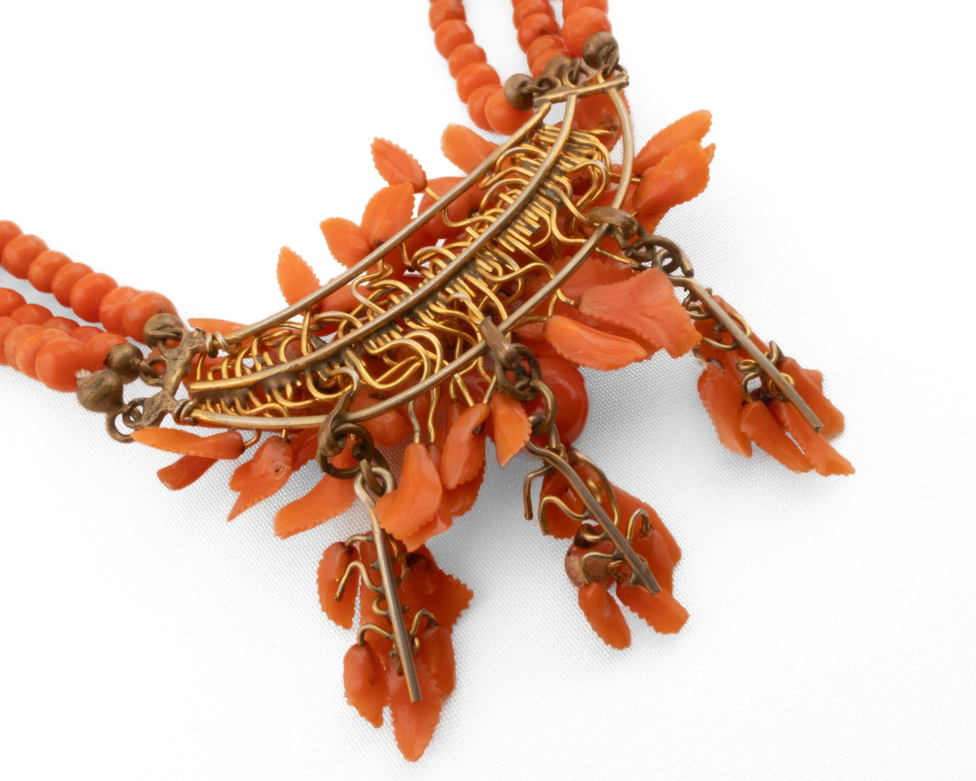 Midcentury Carved Coral Necklace