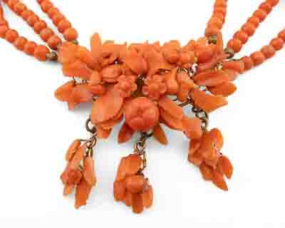 Midcentury Carved Coral Necklace