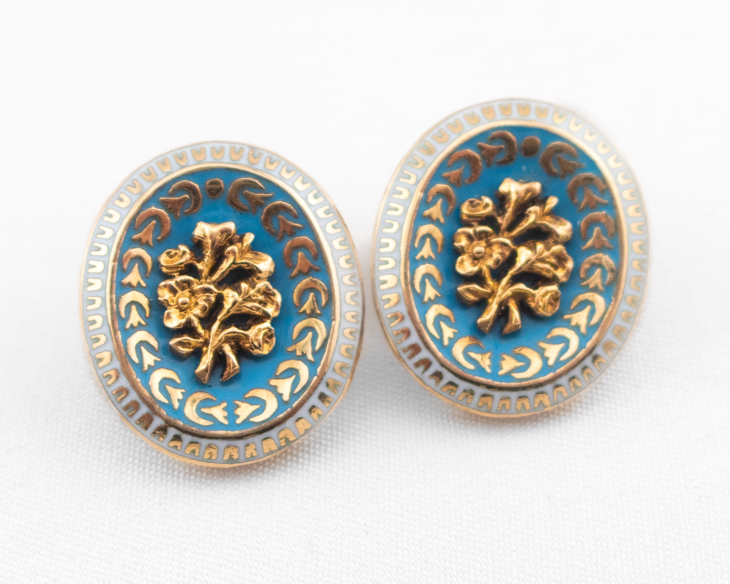 Victorian Revival Enamel Stud Earrings