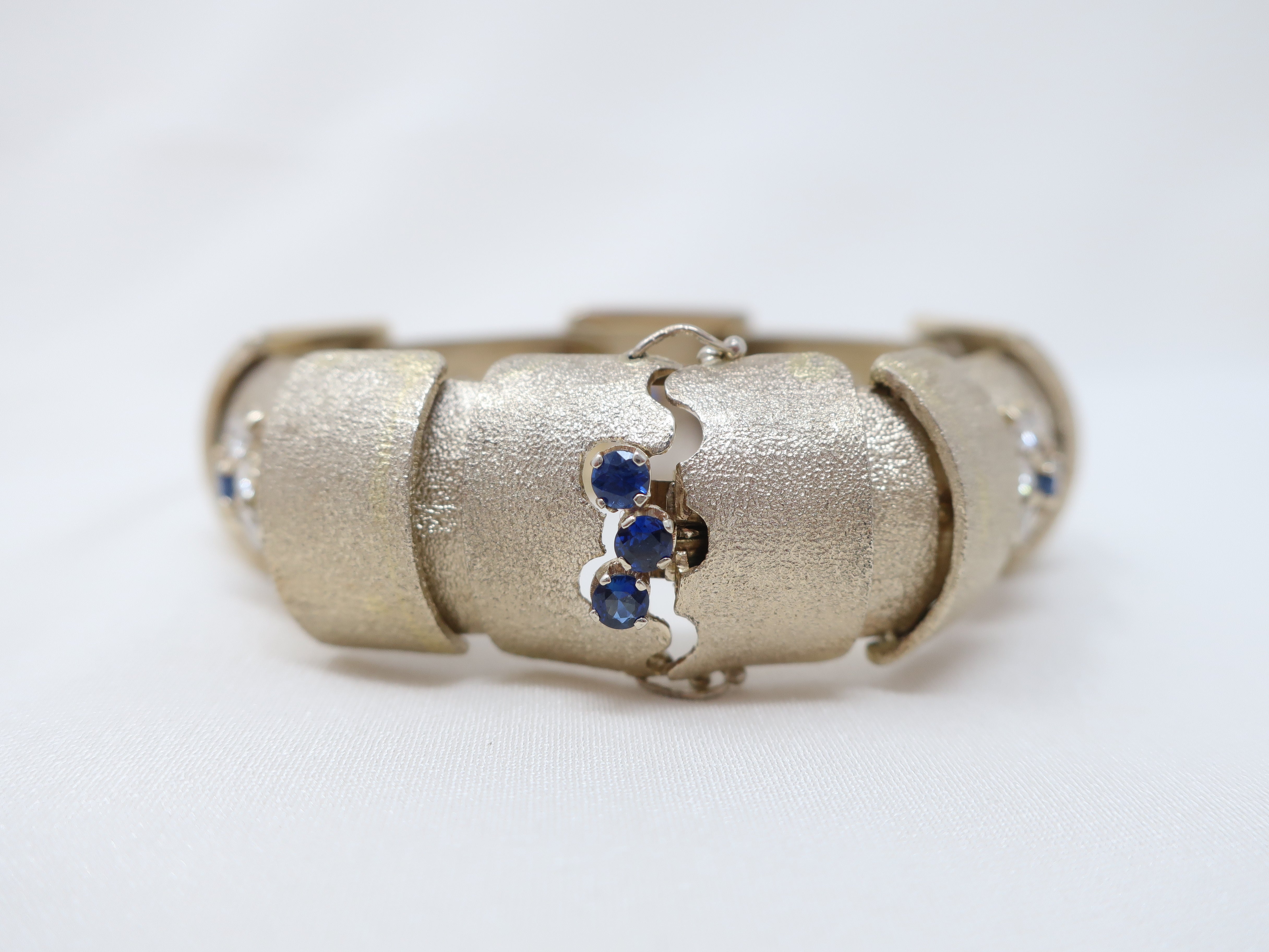 1960s Diamond & Sapphire Fancy Link Bracelet