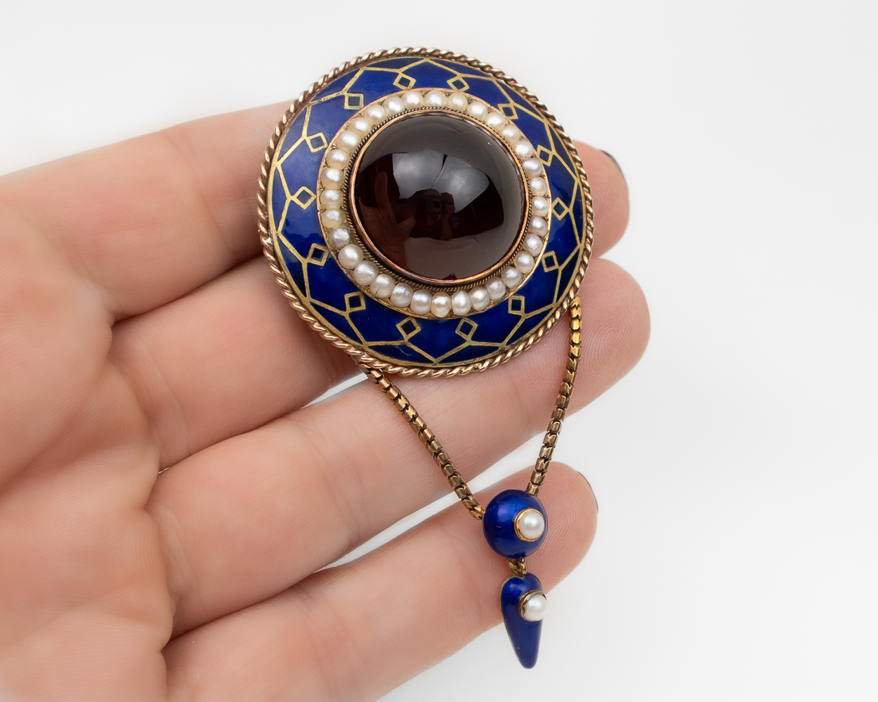 Victorian Garnet Mourning Brooch