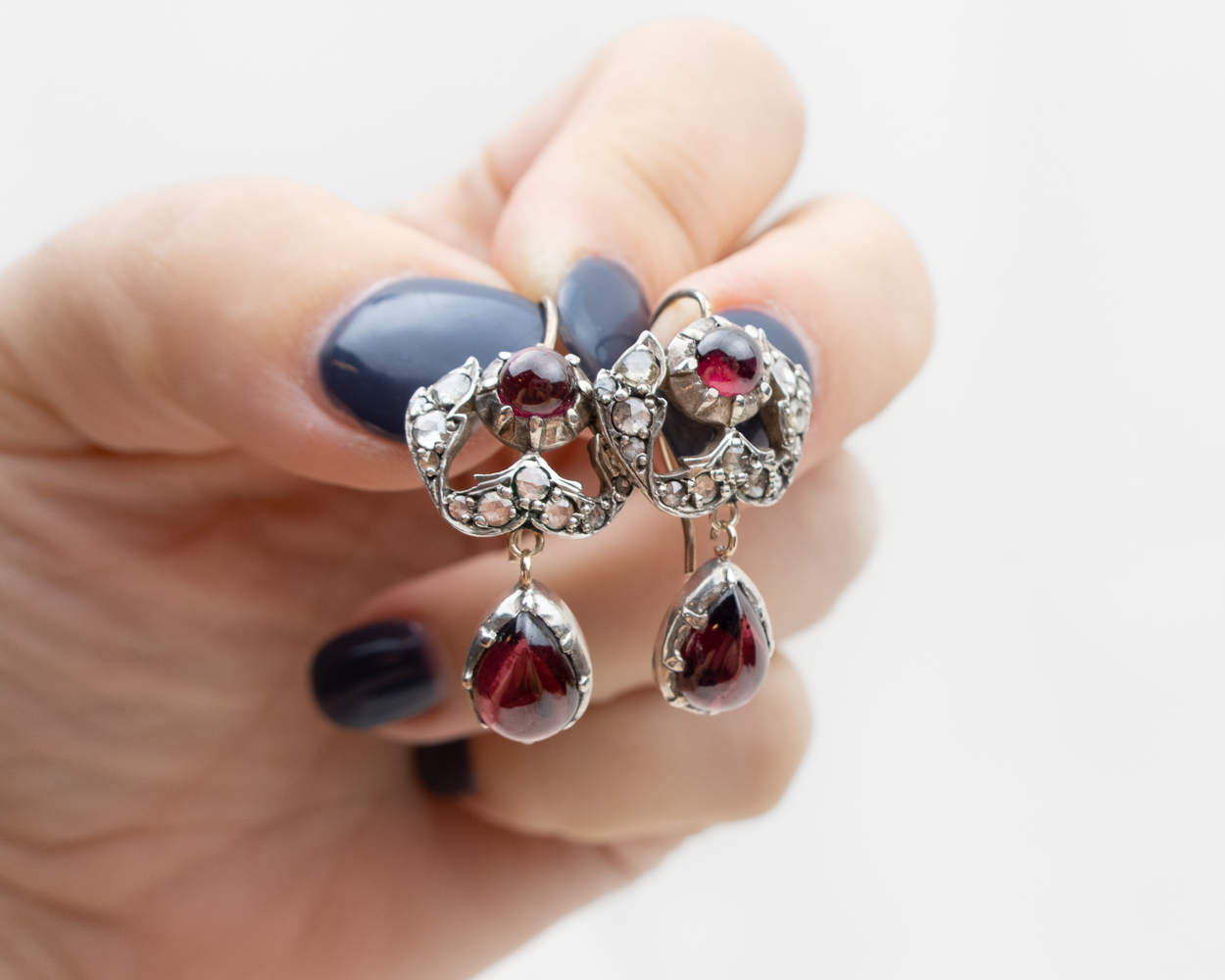 Victorian Garnet & Diamond Earrings