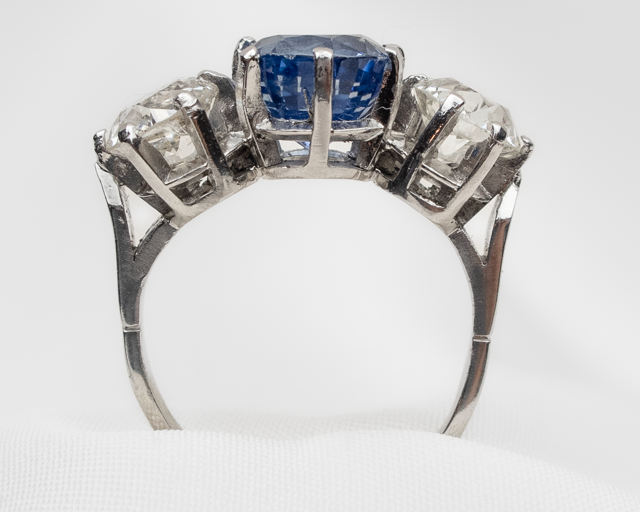 Art Deco 3-Stone Sapphire & Diamond Ring