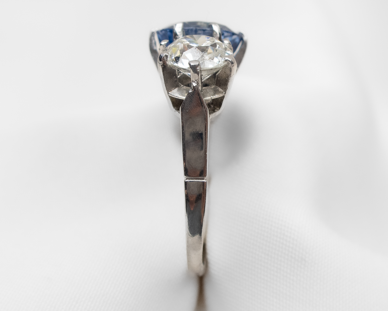 Art Deco 3-Stone Sapphire & Diamond Ring