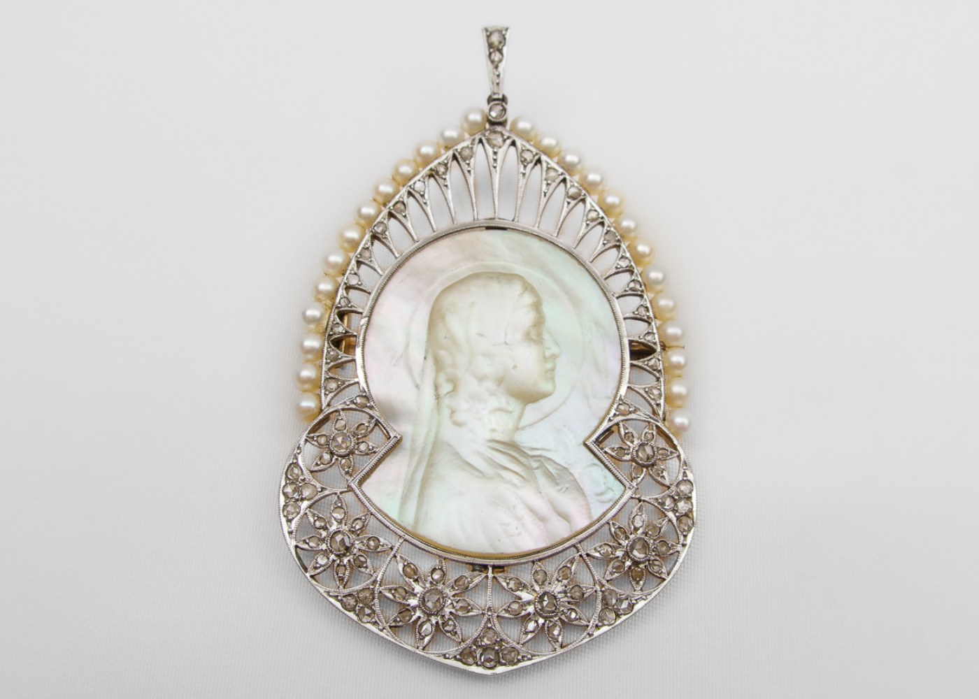 Victorian Virgin Mary Cameo Pendant