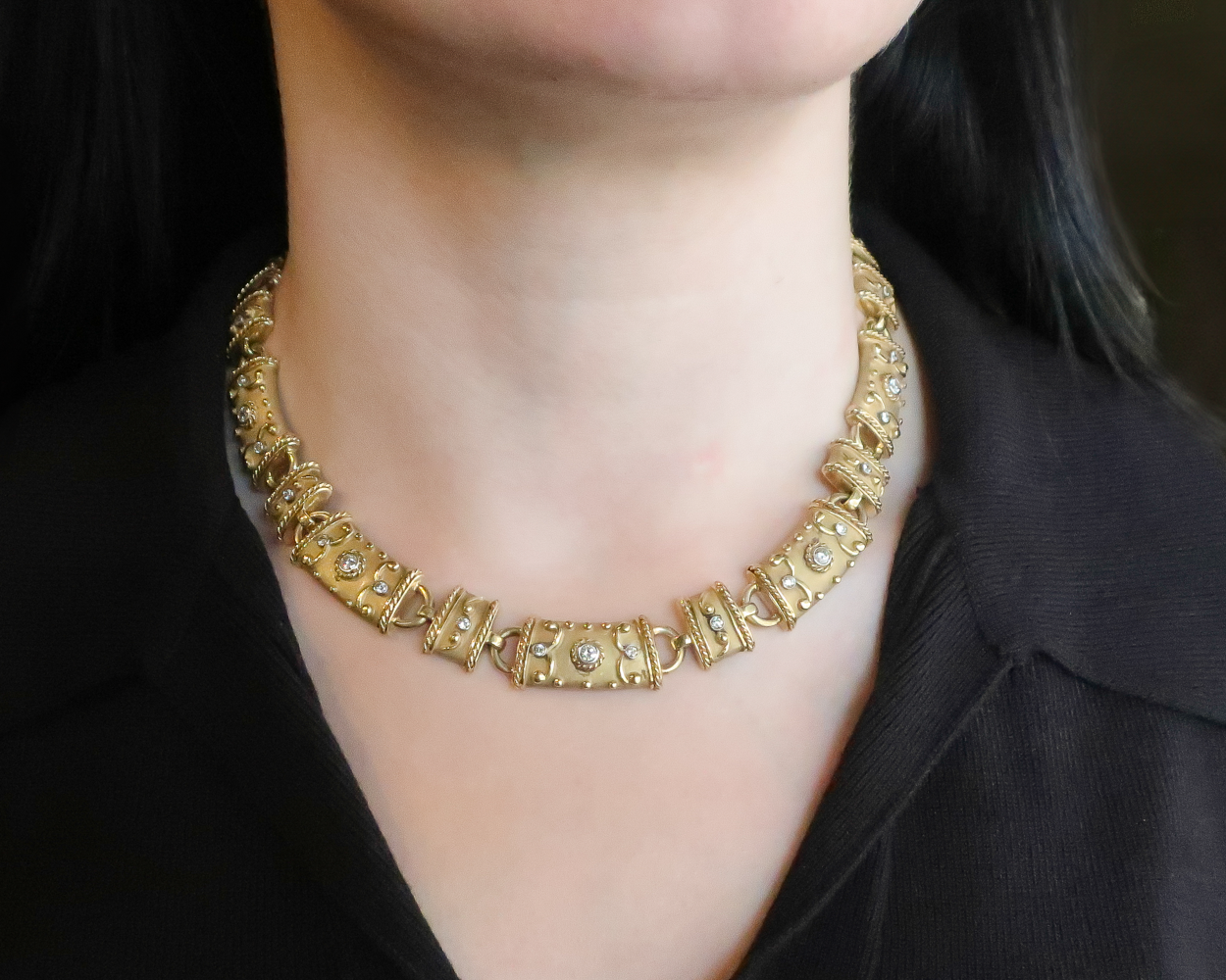 '80s Gold Link Chain with Diamonds