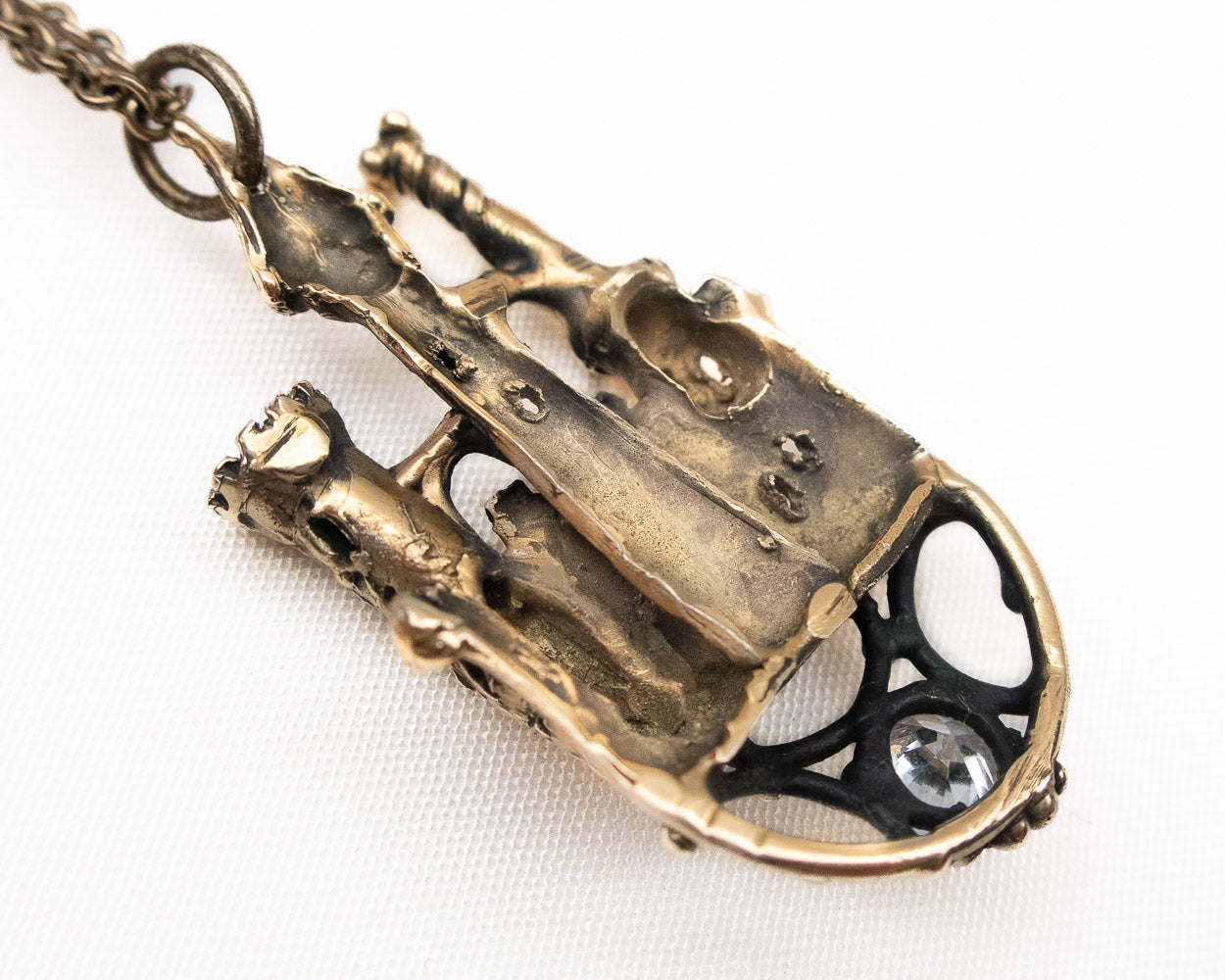 Retro Castle Pendant with Diamond Accent
