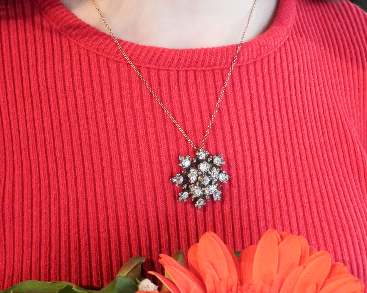 Victorian Diamond Earrings & Pendant Set