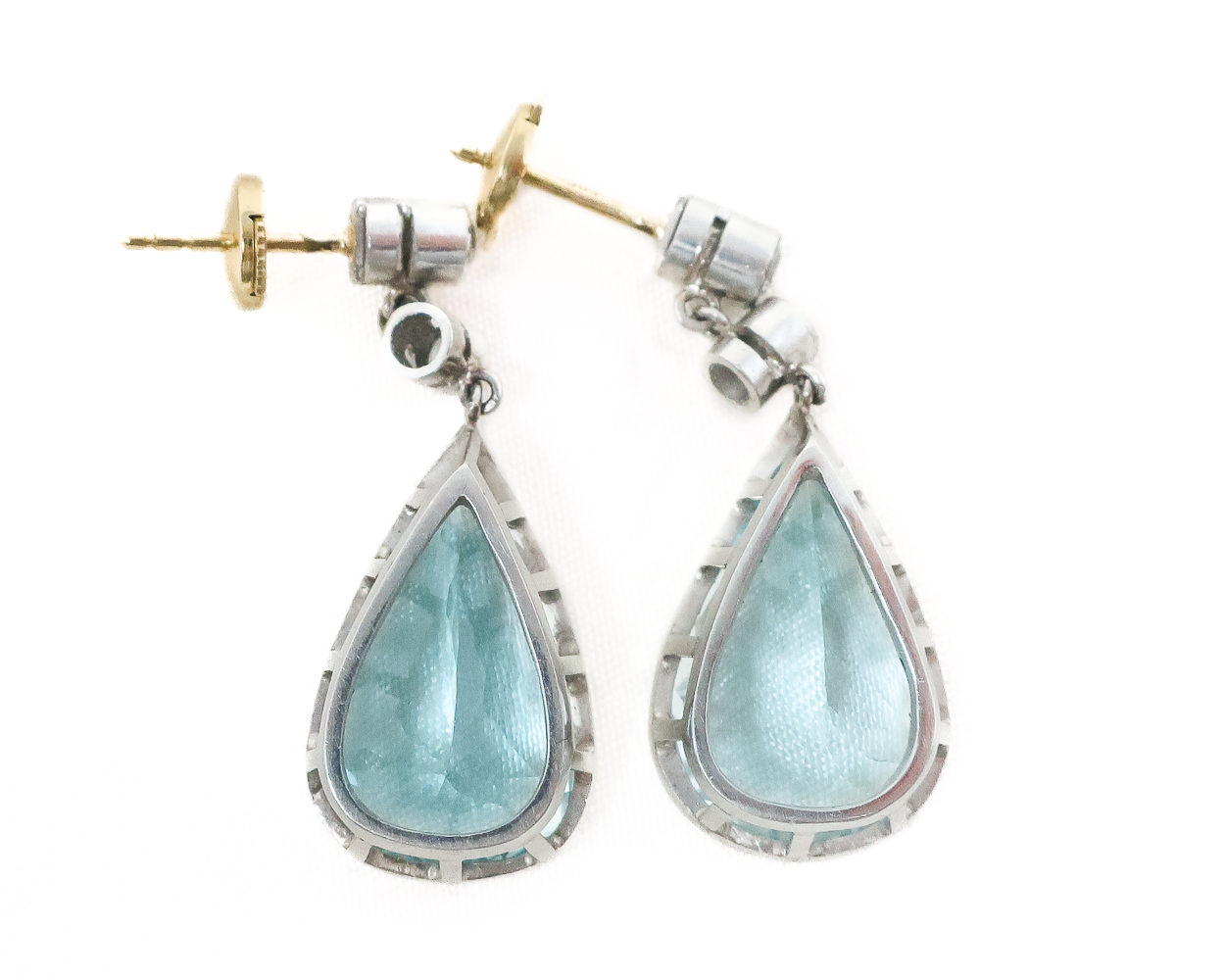Vintage Aquamarine Teardrop Dangle Earrings Isadoras Antique Jewelry