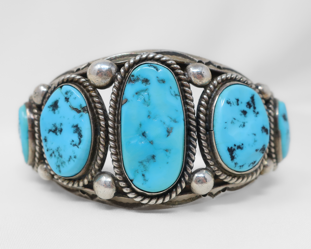 Navajo (Dine') Five-Stone Turquoise Bracelet — Isadoras Antique