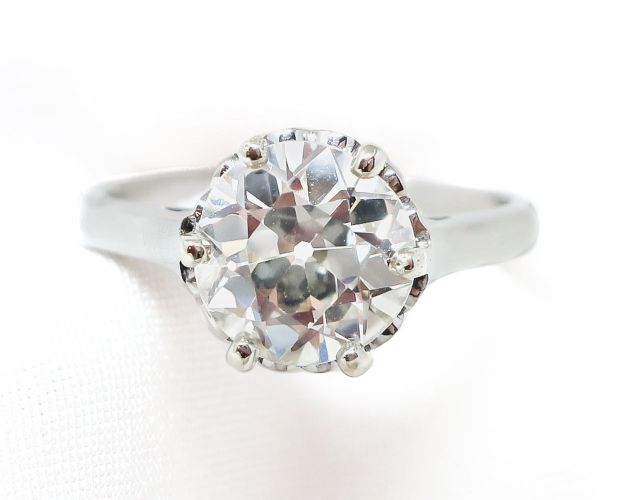 Art Deco 1930's Filigree Diamond Engagement Ring w/ Blue Accents .61ct L/VS2
