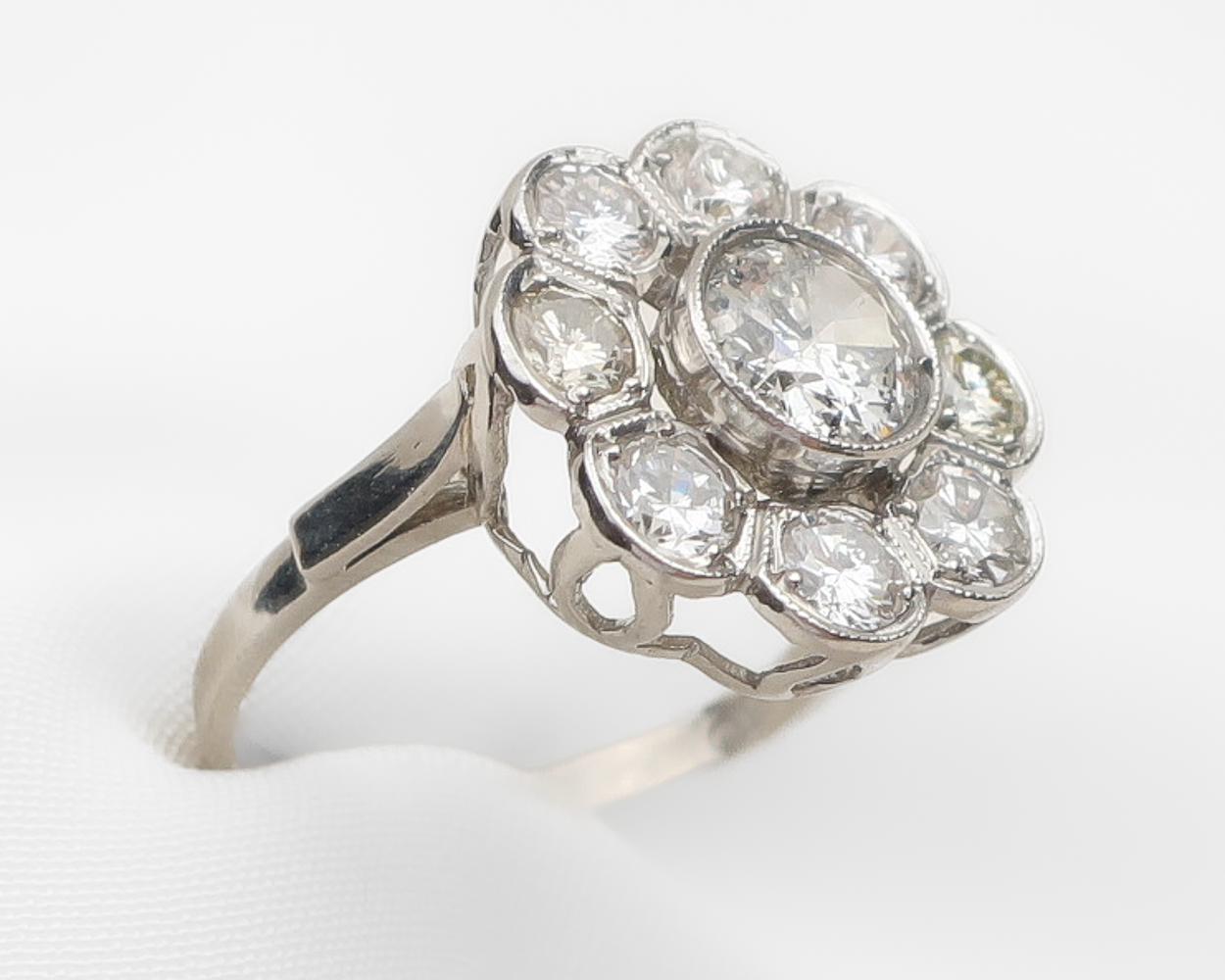 Midcentury Diamond Halo Ring