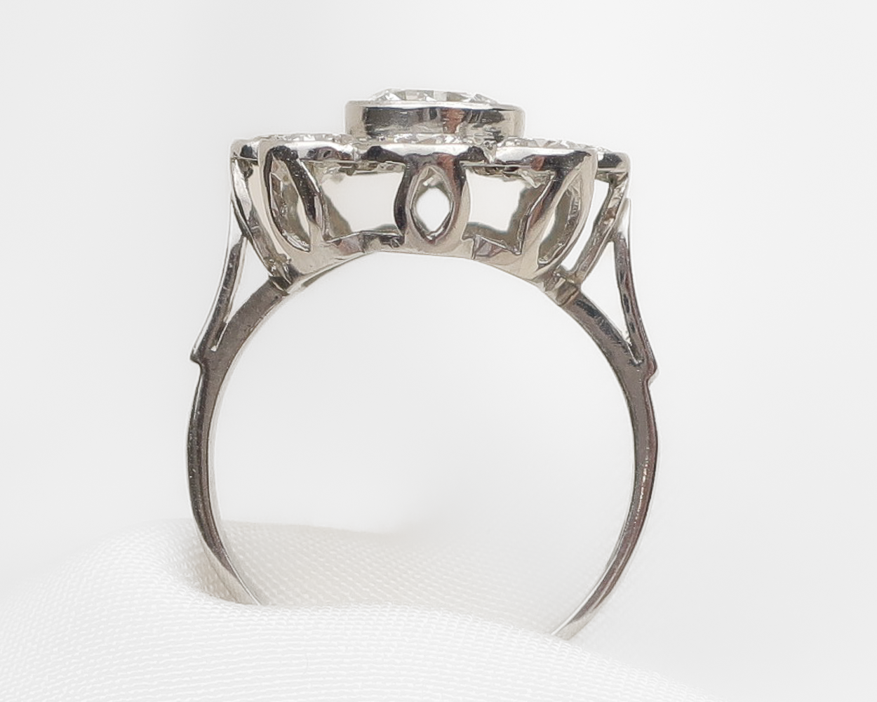 Midcentury Diamond Halo Ring