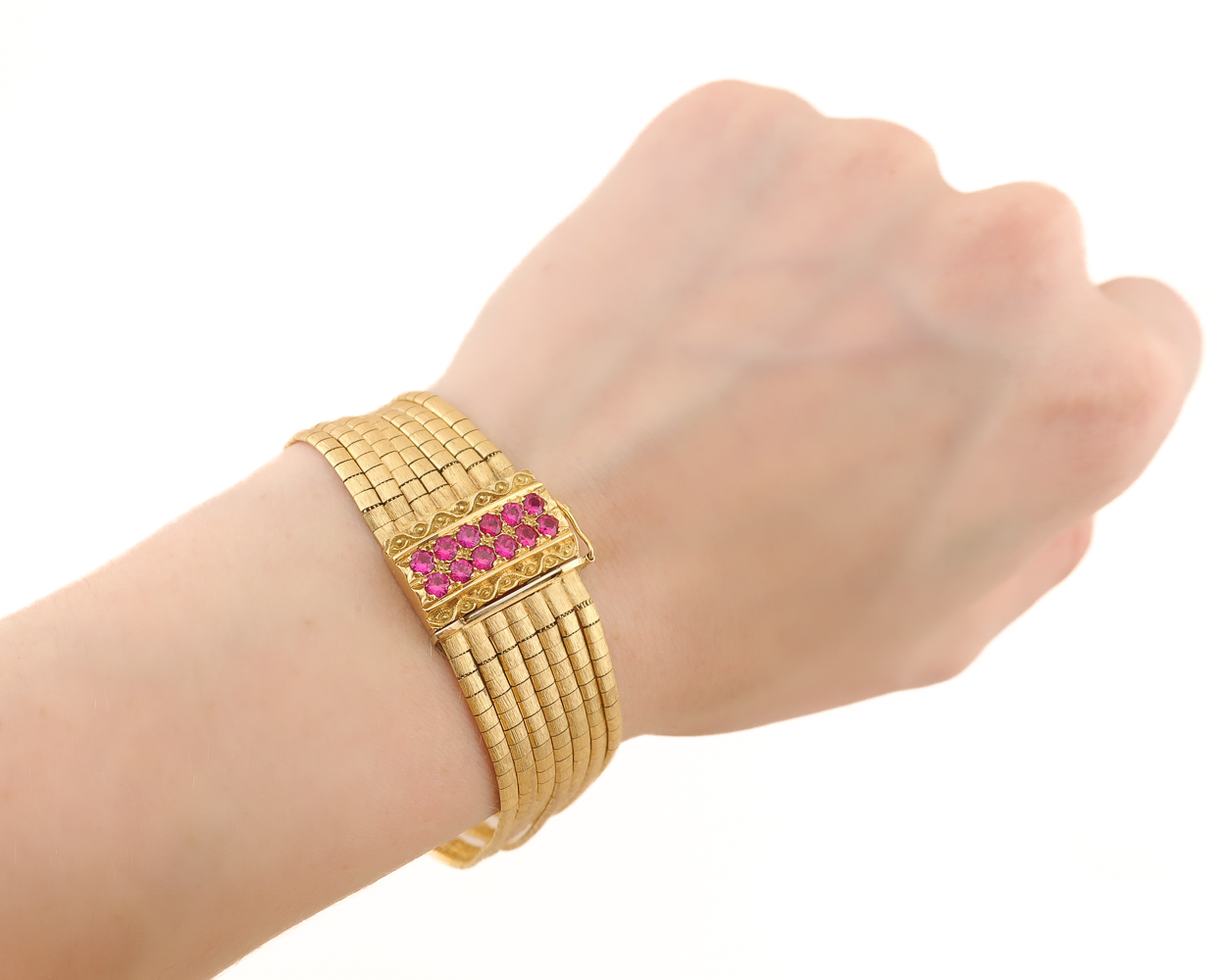 Midcentury Une A Erre Bracelet with Rubies