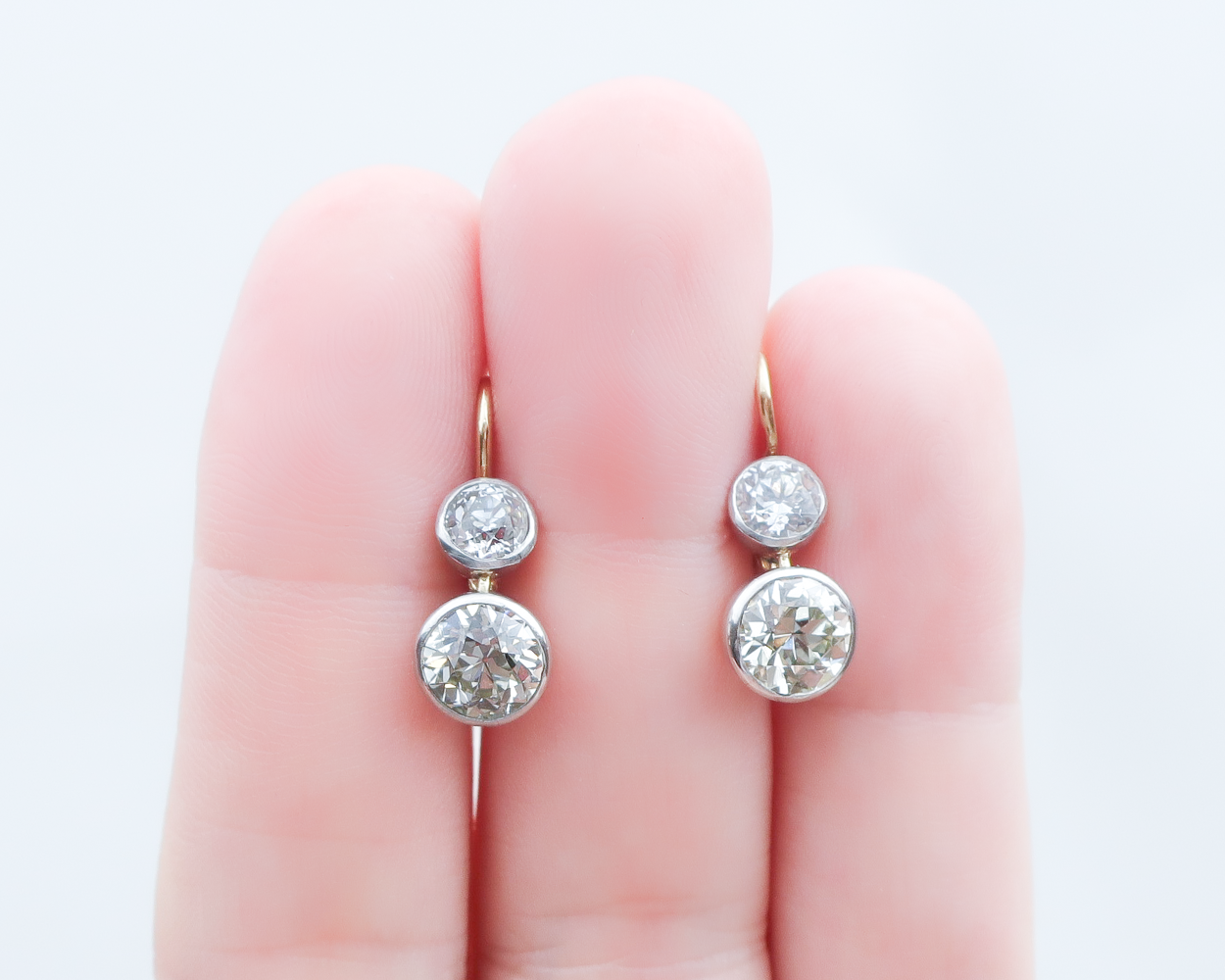 Victorian Double-Diamond Drop Earrings