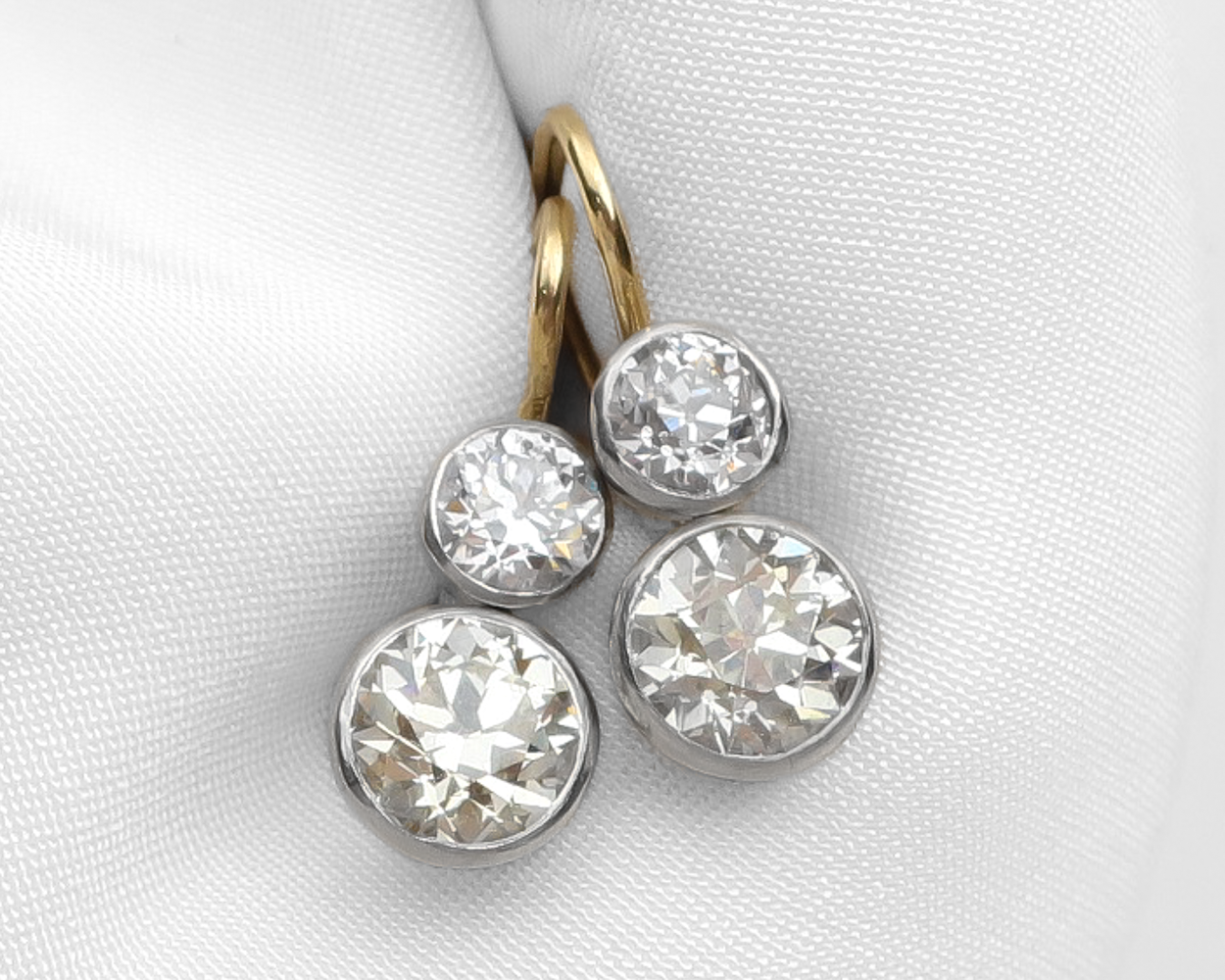 Victorian Double-Diamond Drop Earrings