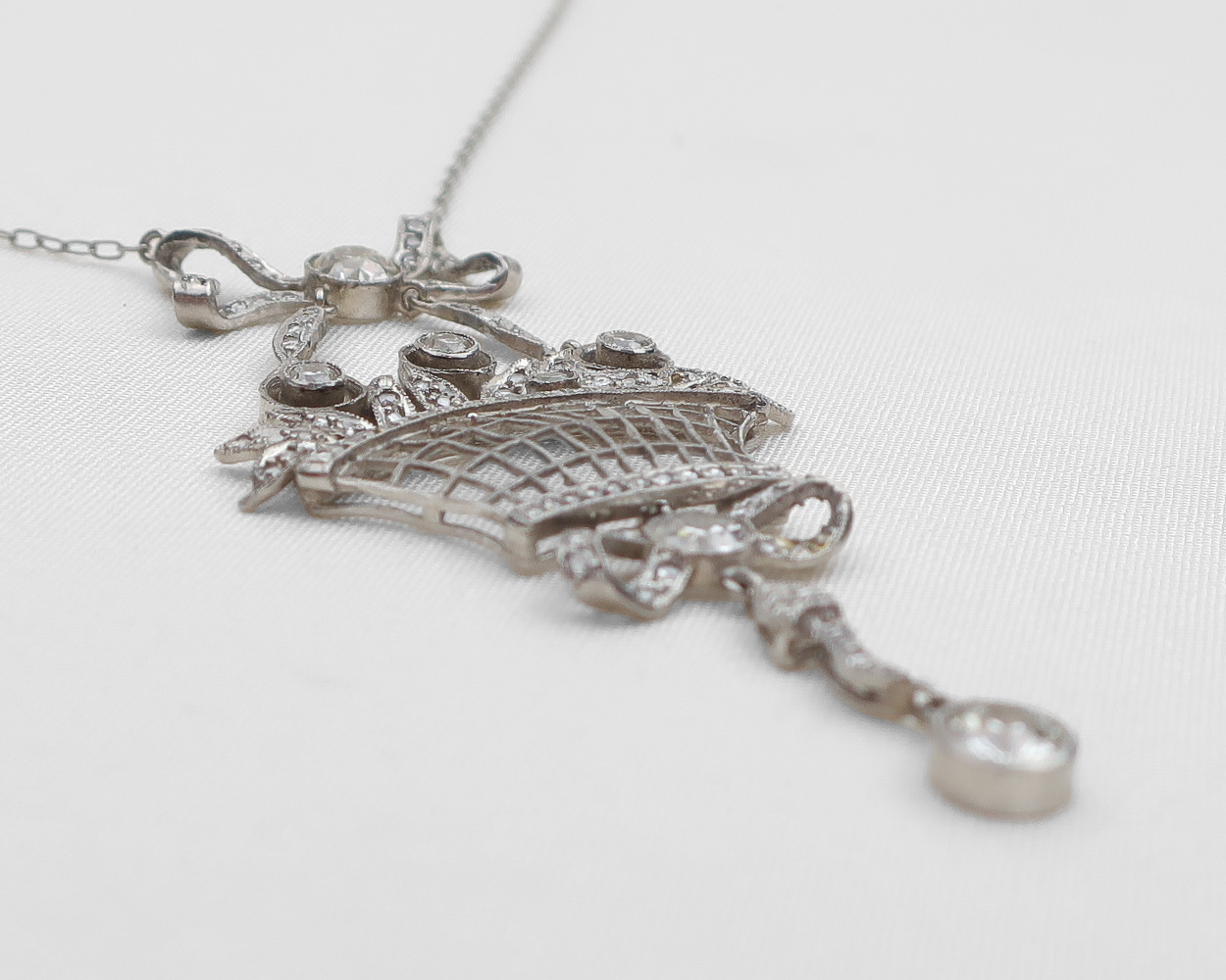 Edwardian Flower Basket Diamond Necklace